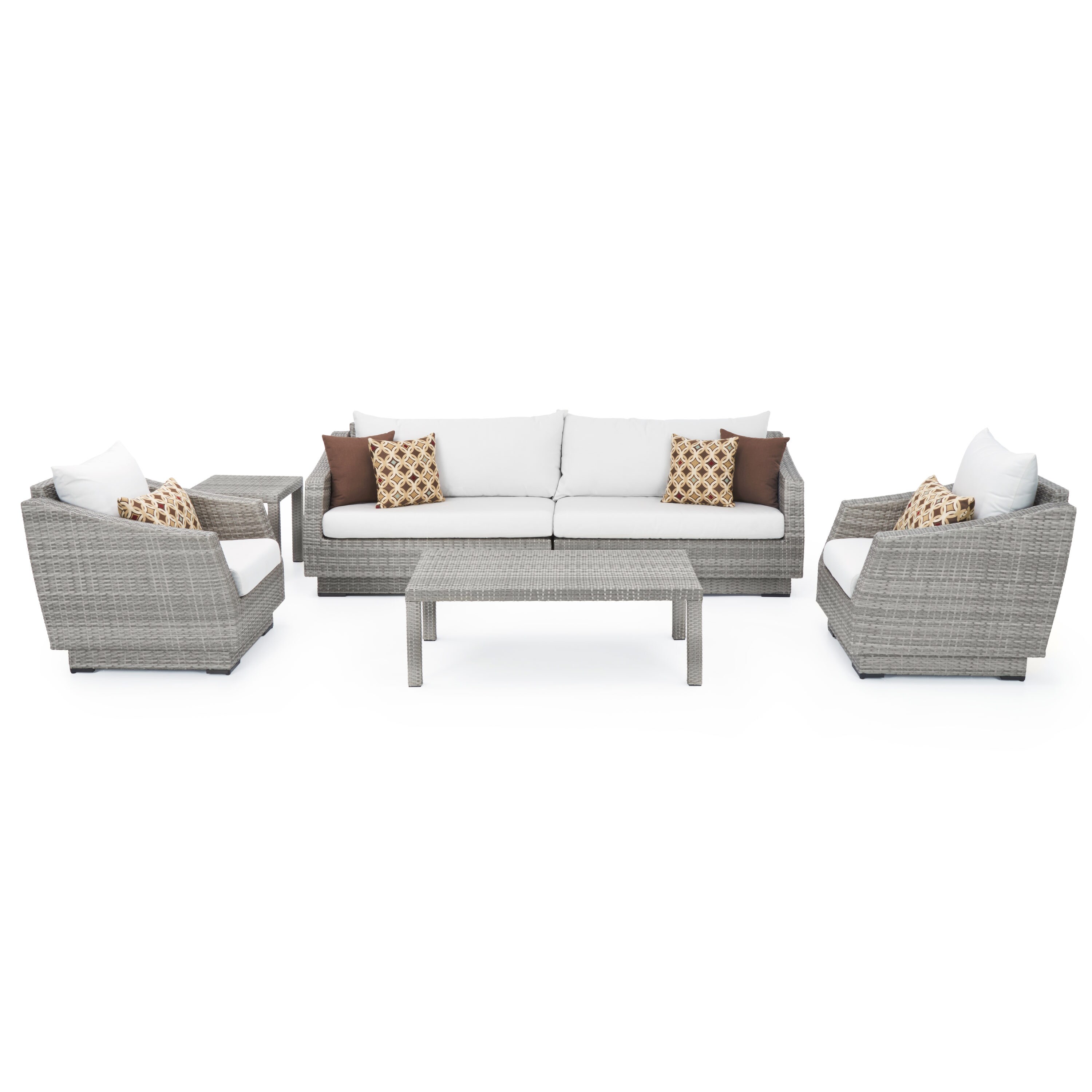 RST Brands OP-PECLB6-CNS-MOR-K Cannes 6-Piece Wicker Patio Conversation Set with Off-white Sunbrella Cushions