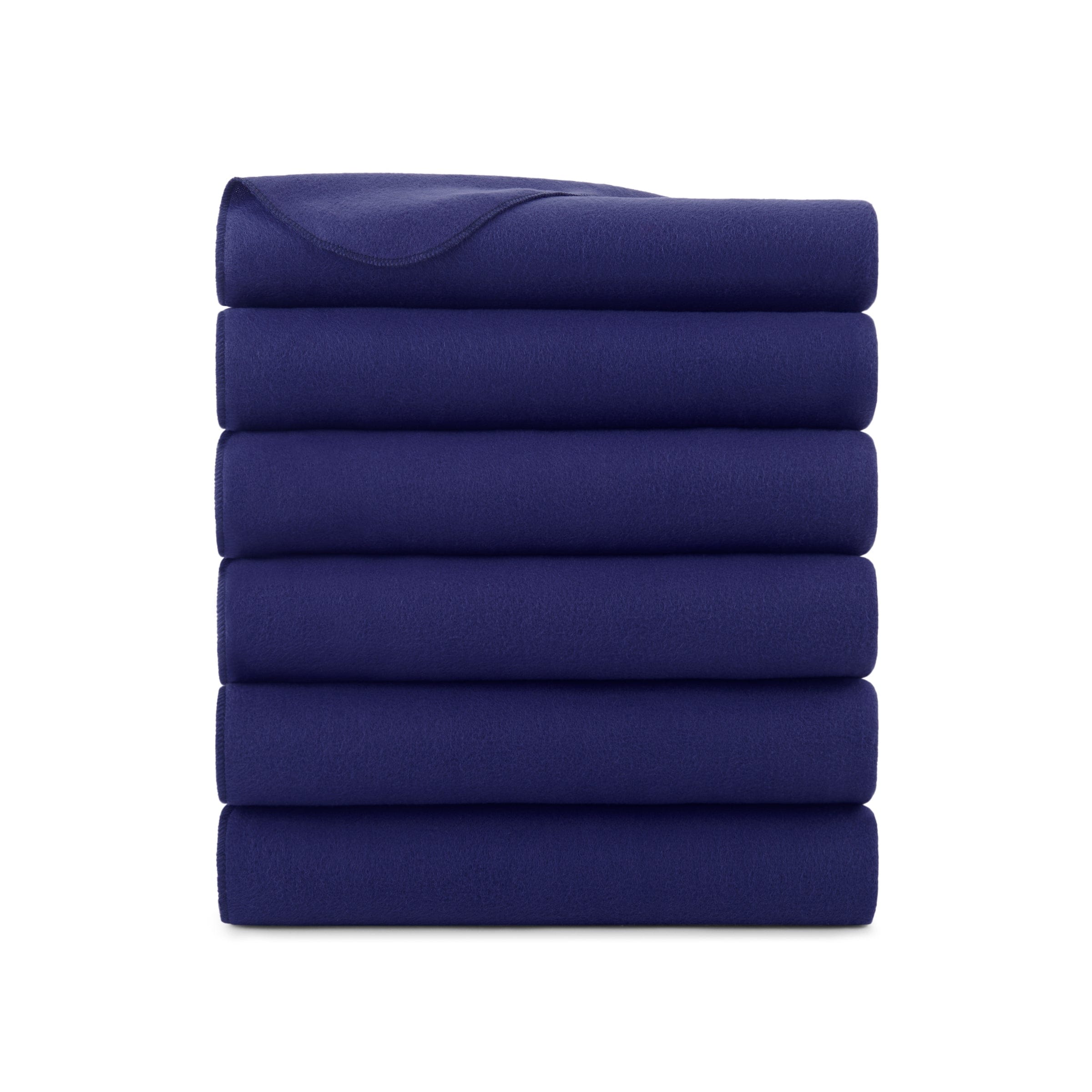 Arkwright Home Cozy Soft Polar Fleece Throw Blanket 50x60 Navy - Pack of 6