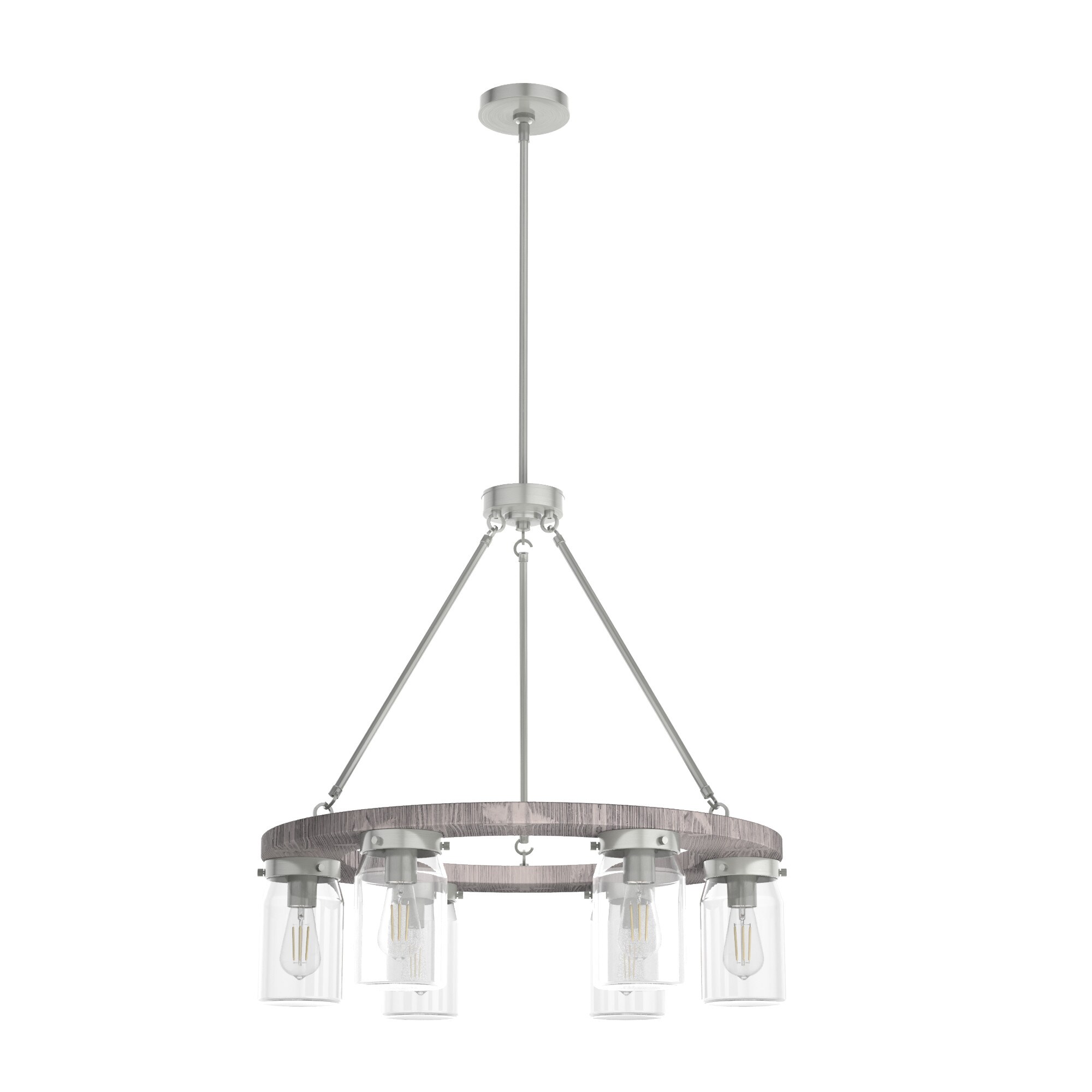 Hunter Devon Park 6-Light Brushed Nickel Farmhouse LED Dry Rated ...