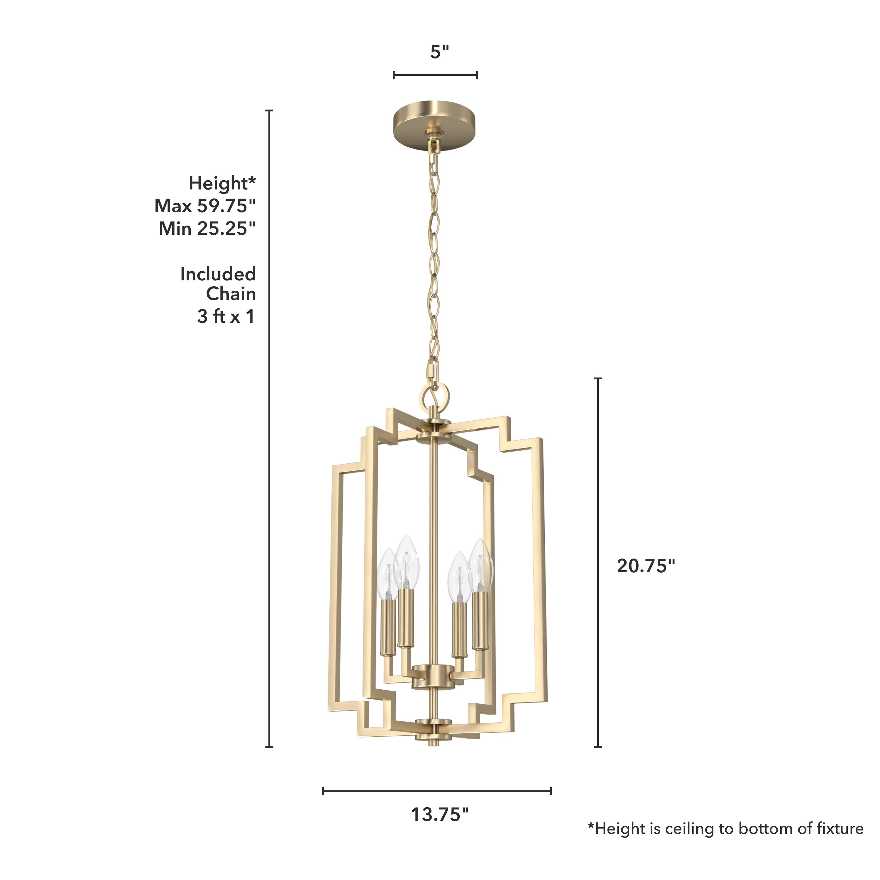 Alturas Gold Modern 4-Light Small Pendant 14x21 Inch