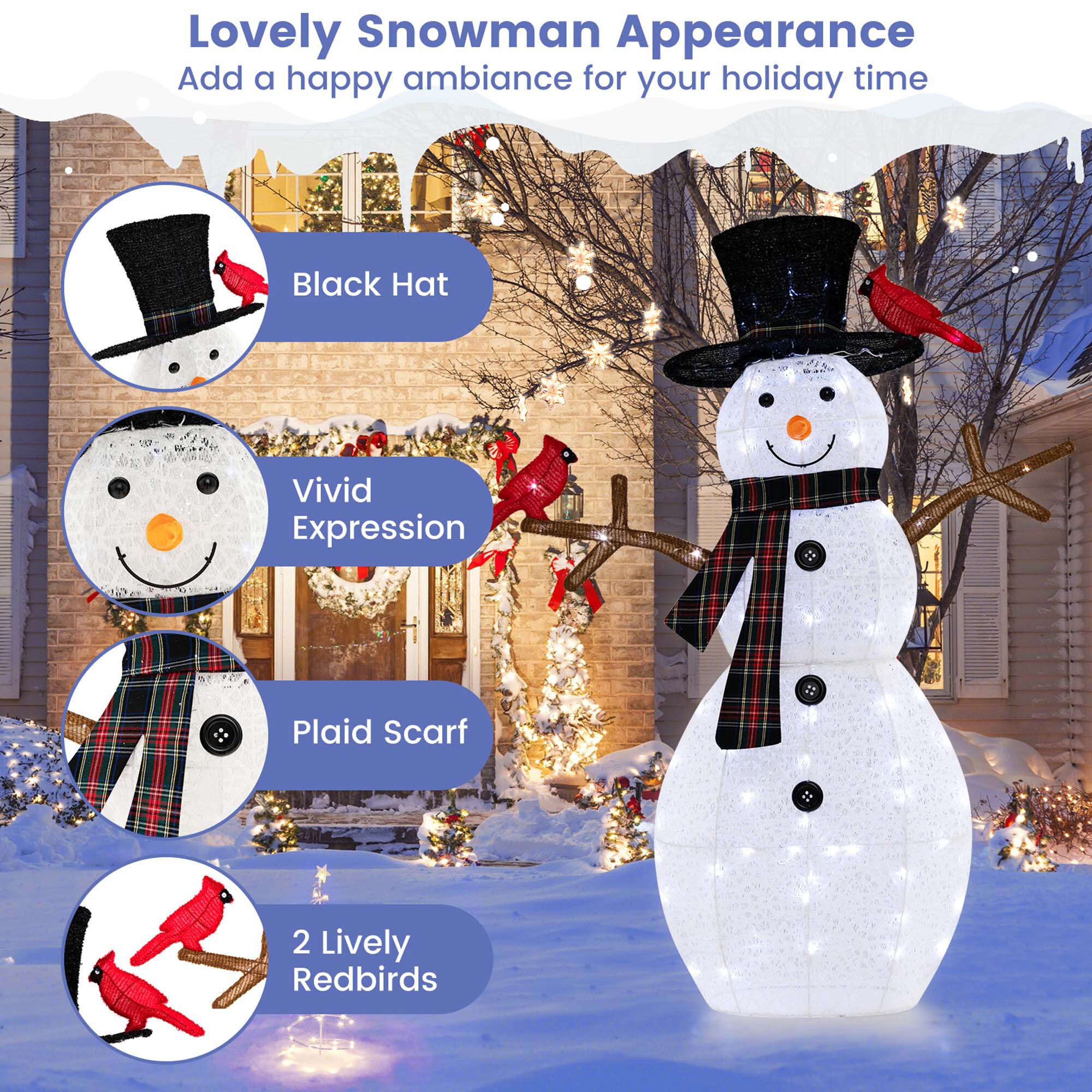 Costway 50.4-in Lighted Snowman Christmas Decor LWS00722 at