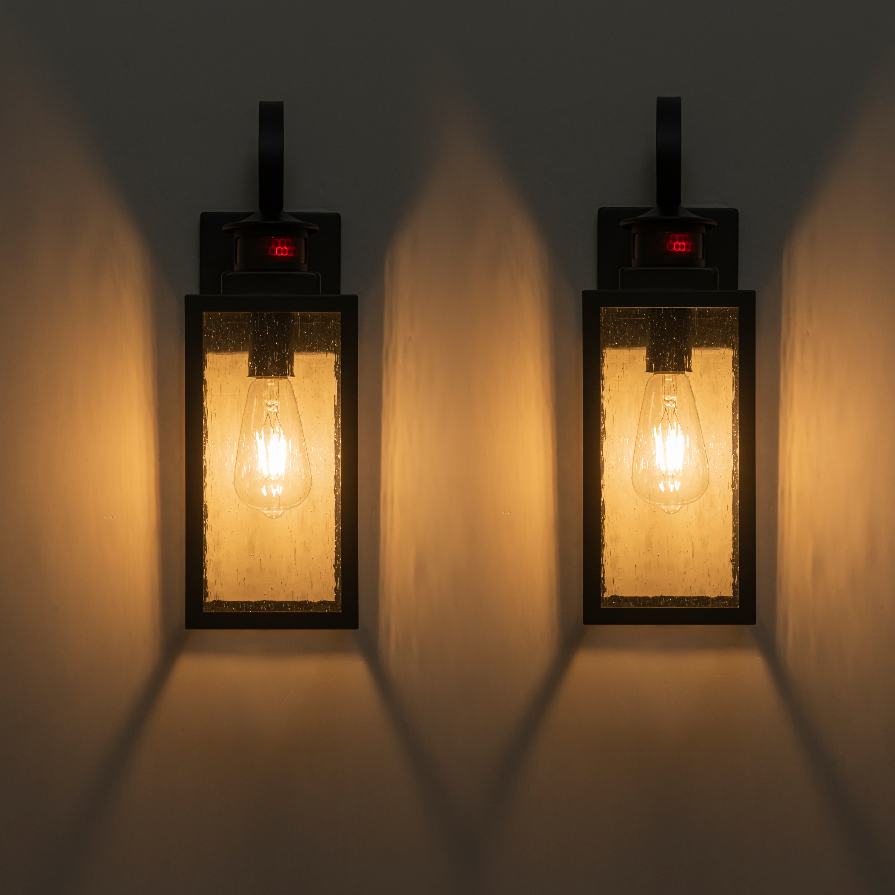 Matte Black Motion Sensor Outdoor Wall Lantern with Clear Glass