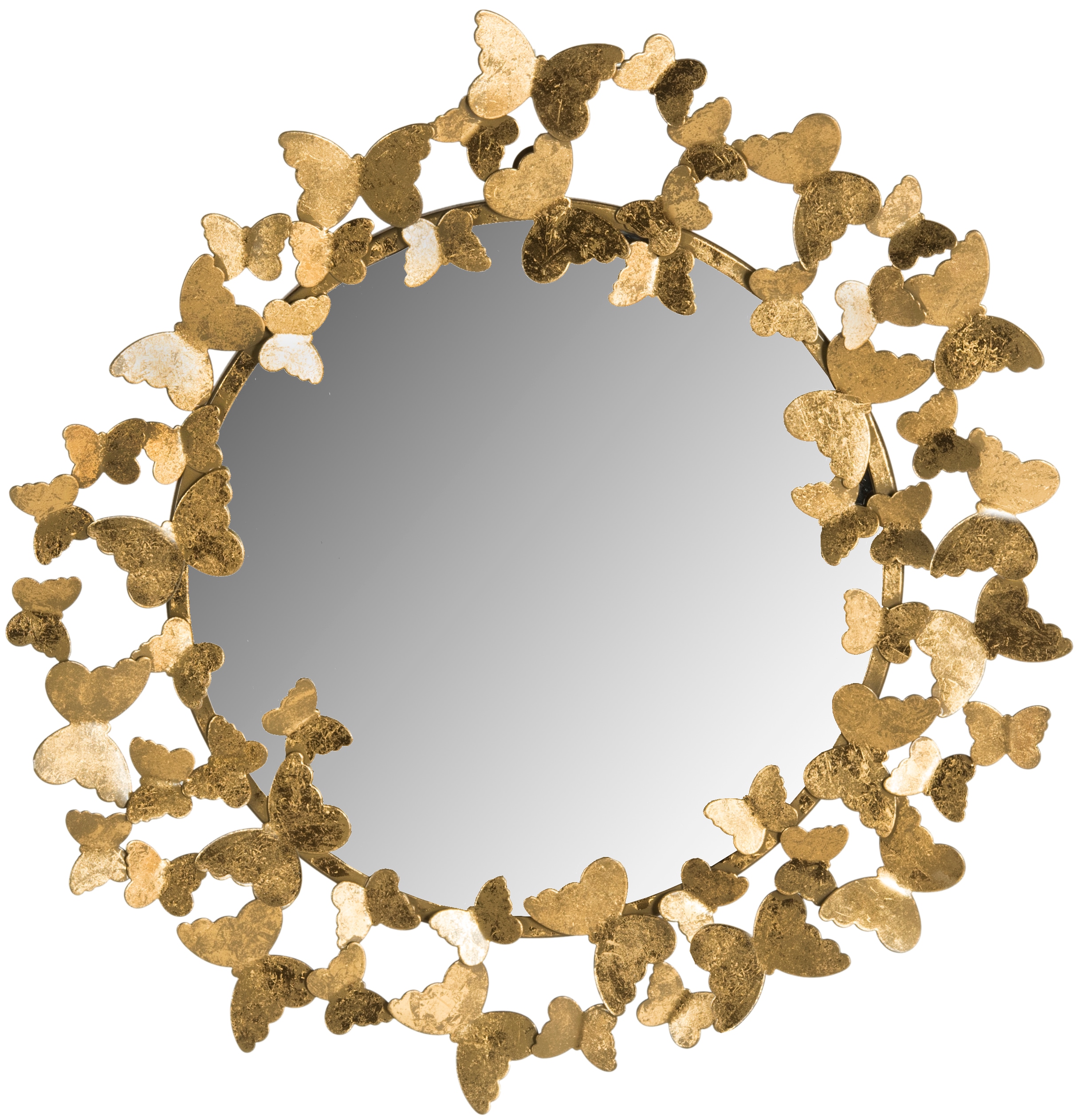 27" Contemporary Gold Foil Butterfly Round Wall Mirror