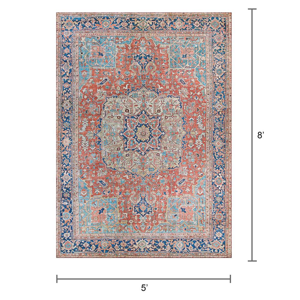Ruby Red 5' x 8' Synthetic Non-slip Rectangular Area Rug