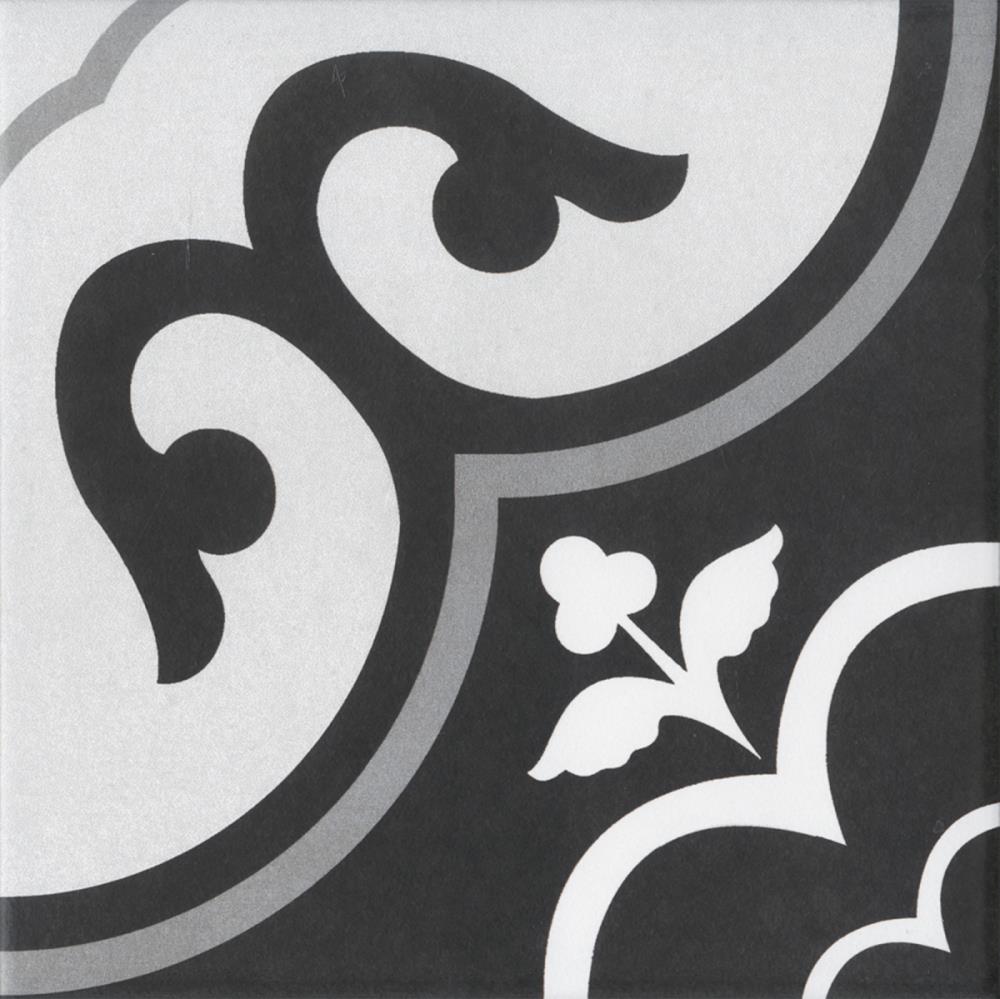FLOORS 2000 VIOLA8X8BLACK Black 8-in x 8-in Glazed Porcelain Encaustic Floor Tile