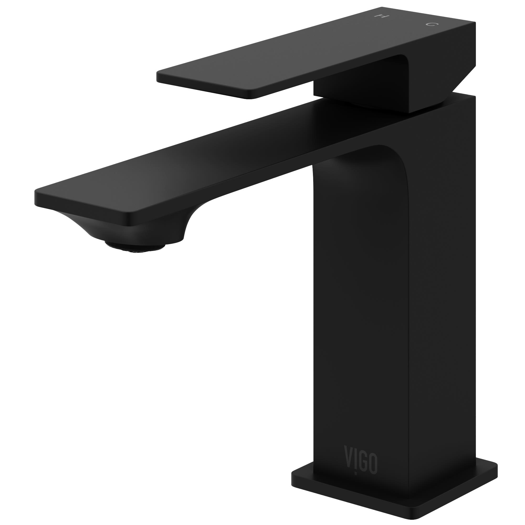 VIGO VG01054MB Dunn Matte Black Single hole 1-handle WaterSense Mid-arc Commercial/Residential Handle Bathroom Sink Faucet