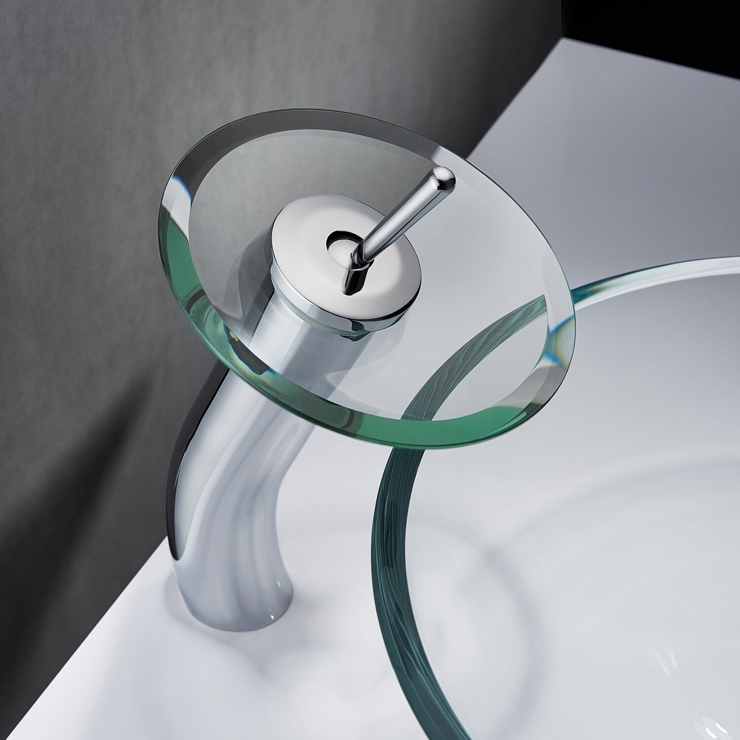 Polished Chrome Waterfall Single-Hole Bathroom Faucet