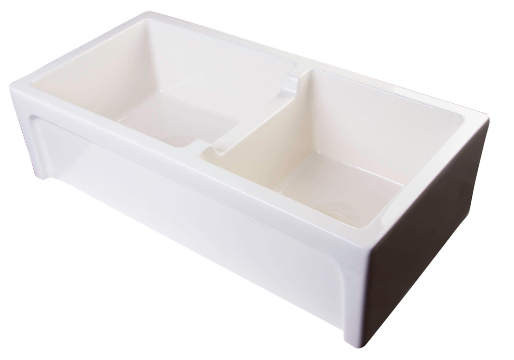 ALFI Farmhouse apron front 35.9-in x 18.02-in Fireclay Double equal bowl Kitchen Sink