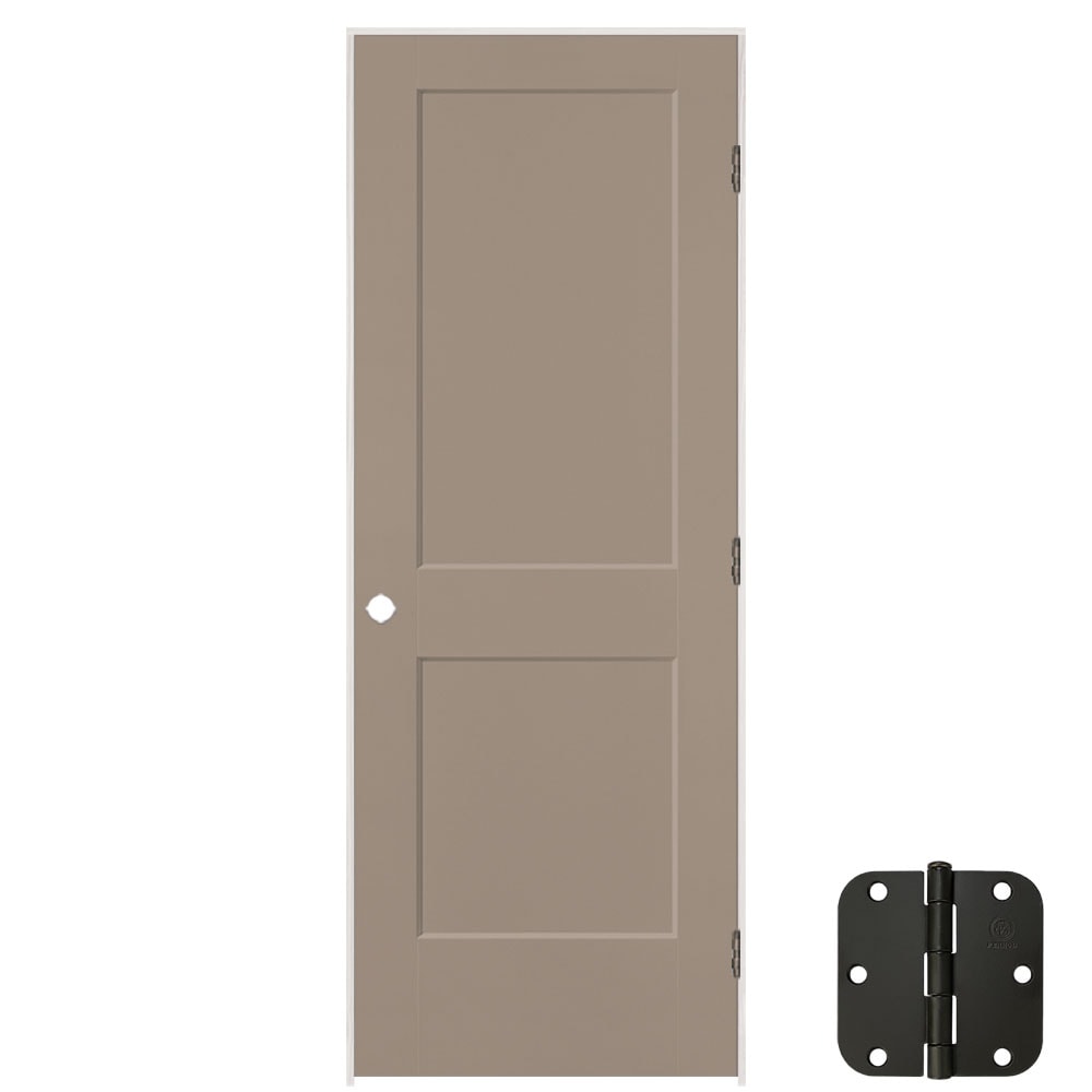 Masonite 32-in x 80-in Sand Piper Solid Core 2-panel Square Left Hand Smooth Prefinished Molded Composite Flat Jamb Single Prehung Interior Door -  5071647