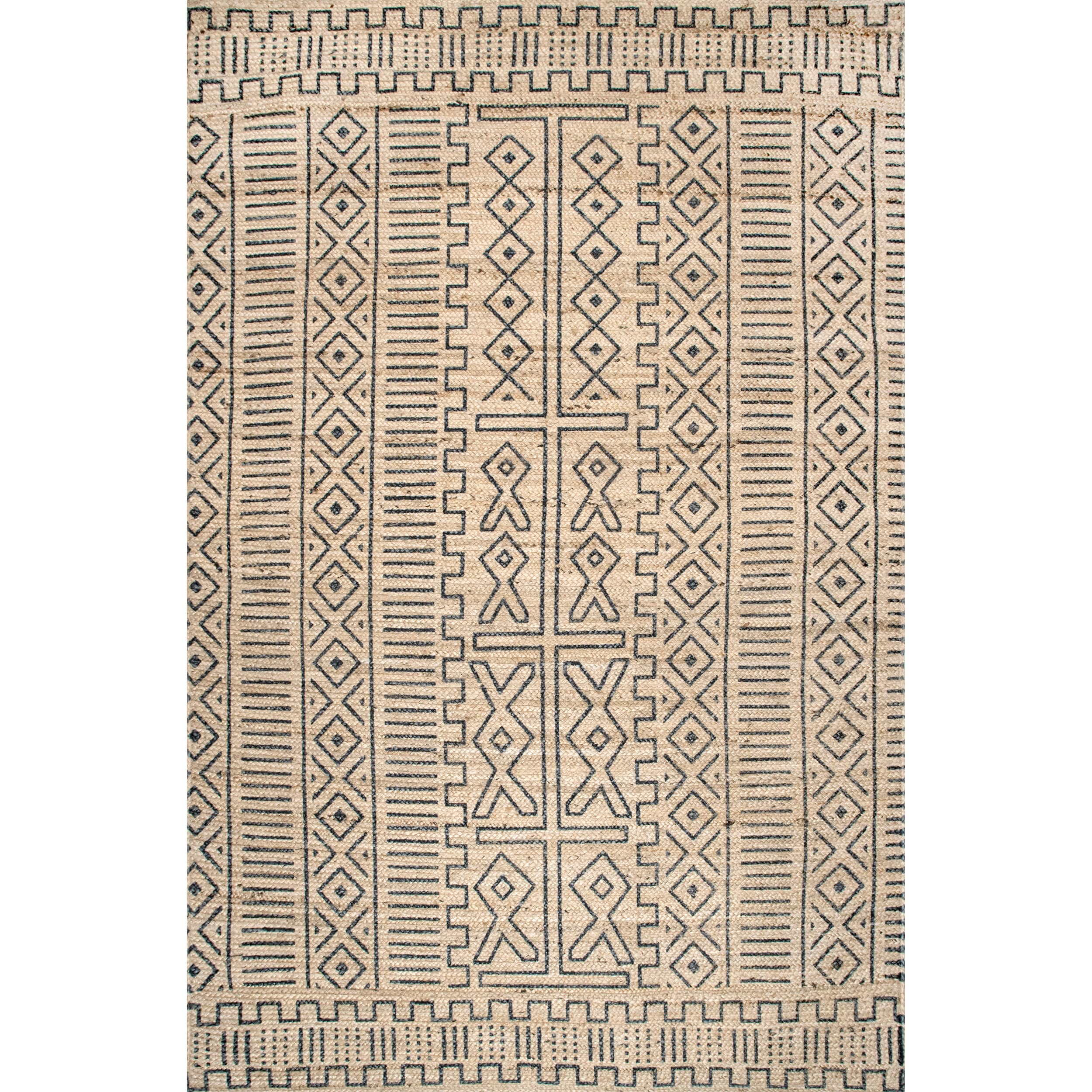 Tuareg-Inspired Handmade Braided Jute Area Rug, 5' x 8', Gray