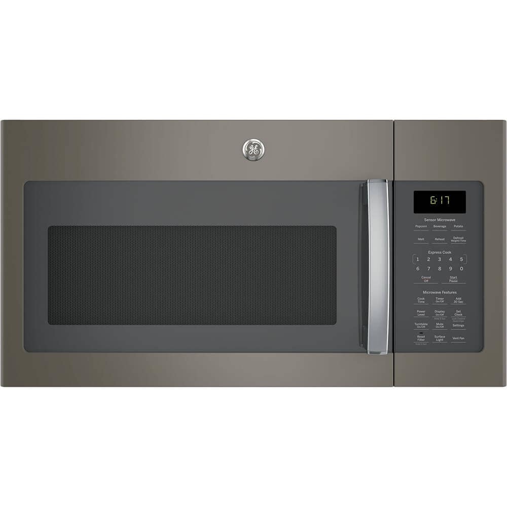 GE JVM6175EKES - Sensor cooking controls- 1.7 cu. ft. capacity- Auto and time defrost- Recessed turntable with on/off- Two-speed 300-CFM venting system- Removable two-position oven rack