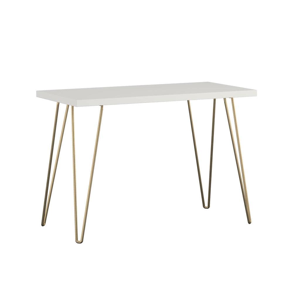 white desk gold hairpin legs