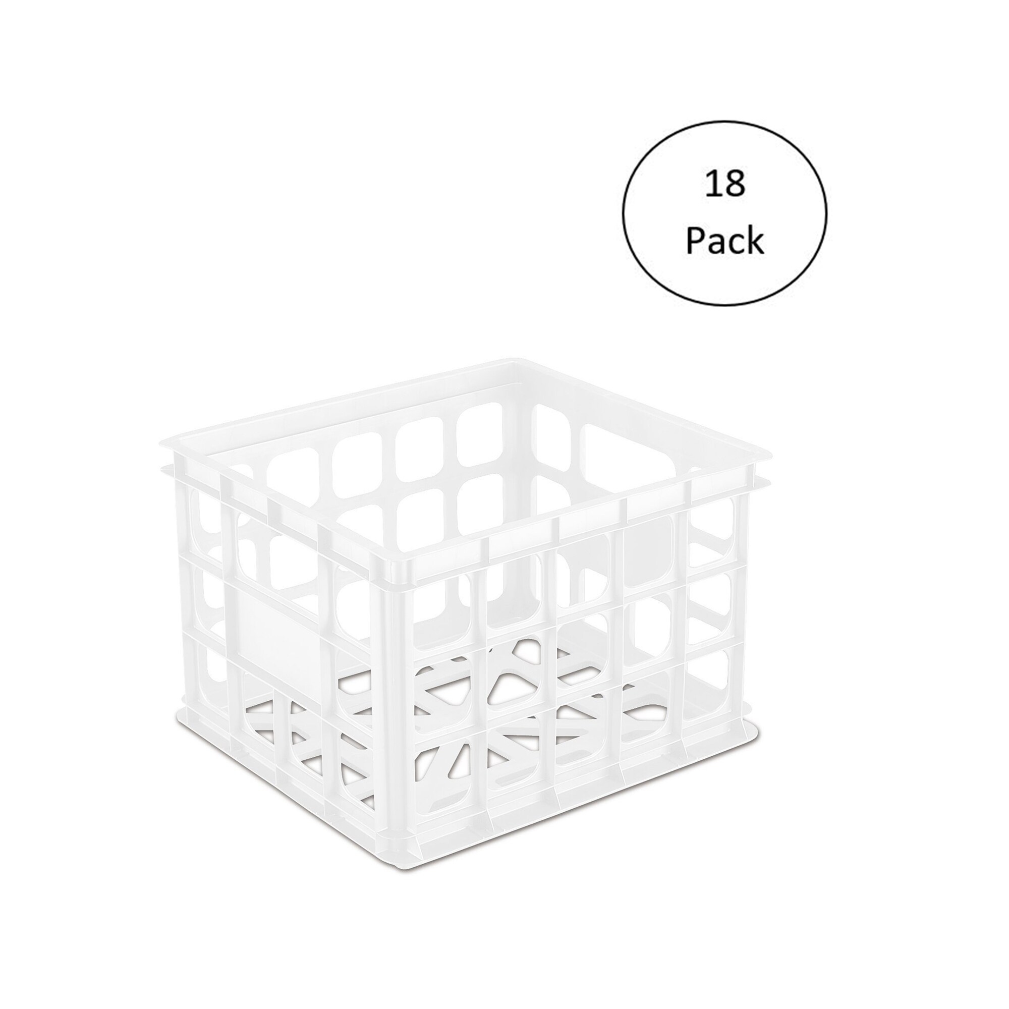 Sterilite Corporation 6-Pack 13.75-in W x 10.5-in H x 15.25-in D White  Plastic Stackable Milk Crate in the Storage Bins & Baskets department at