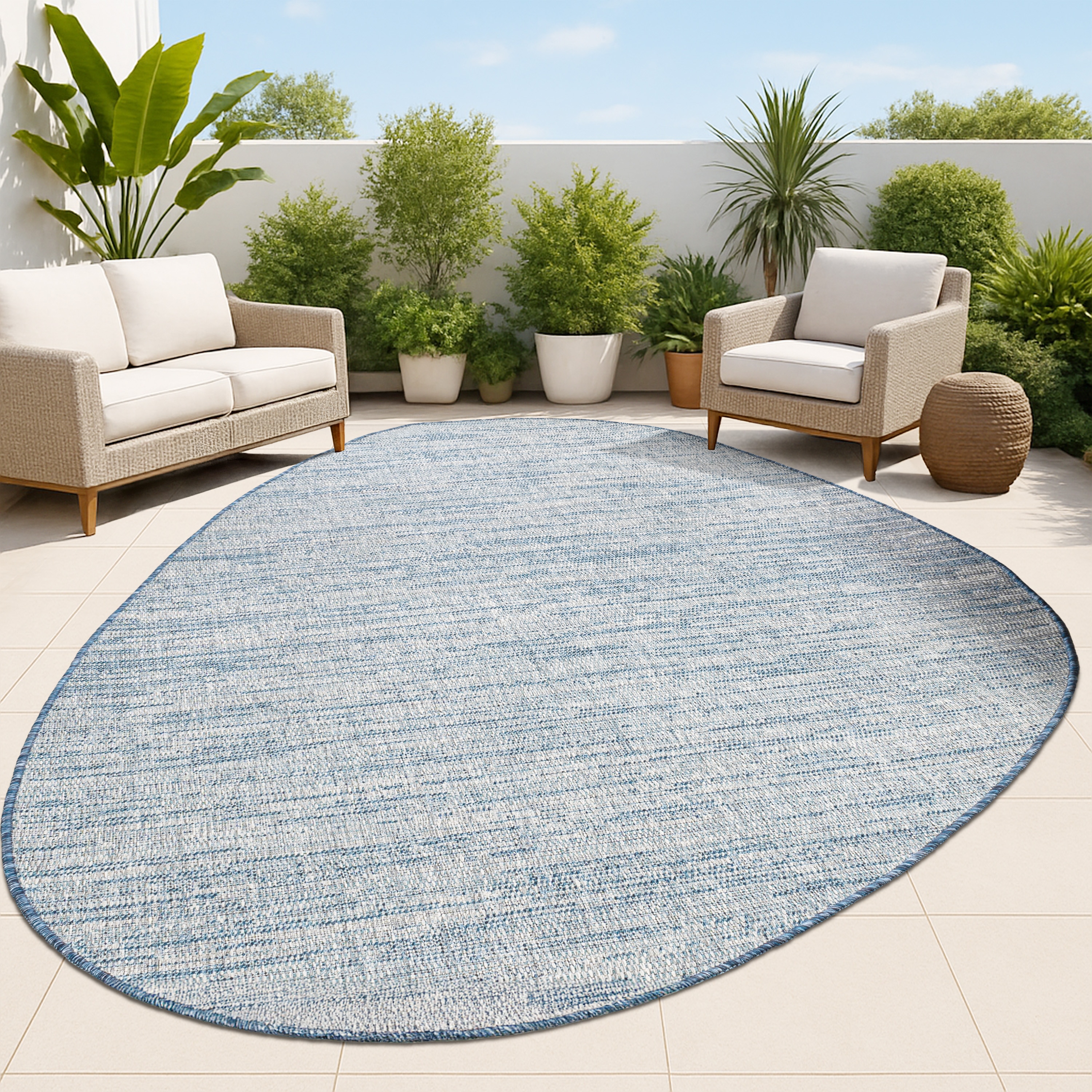JONATHAN  Y SHP202D-6 SHAPES Callan Rustic 6 x 9 (ft) Loomed Gray/Navy Rectangular Indoor/Outdoor Abstract Coastal Pet Friendly Area rug