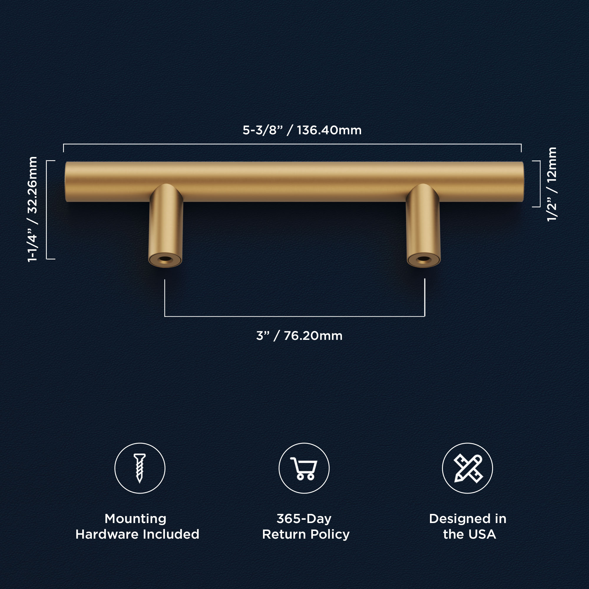Hickory Hardware Contemporary 3-in Center to Center Brushed Brass ...
