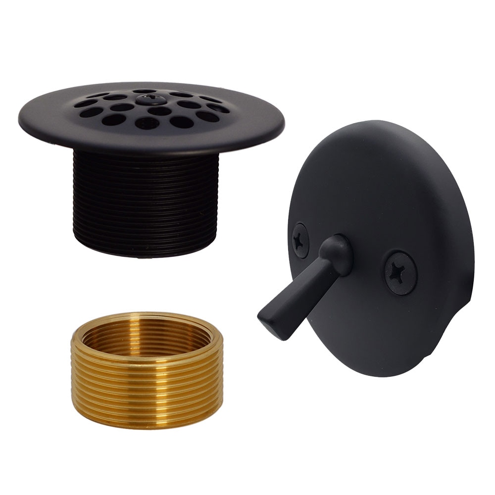 WESTBRASS D92K-62 D92K-62 Trip Lever Tub Trim Set w/Beehive Grid Drain and 1-1/2 in. x 1-3/8 in. Adapter Bushing in Matte Black