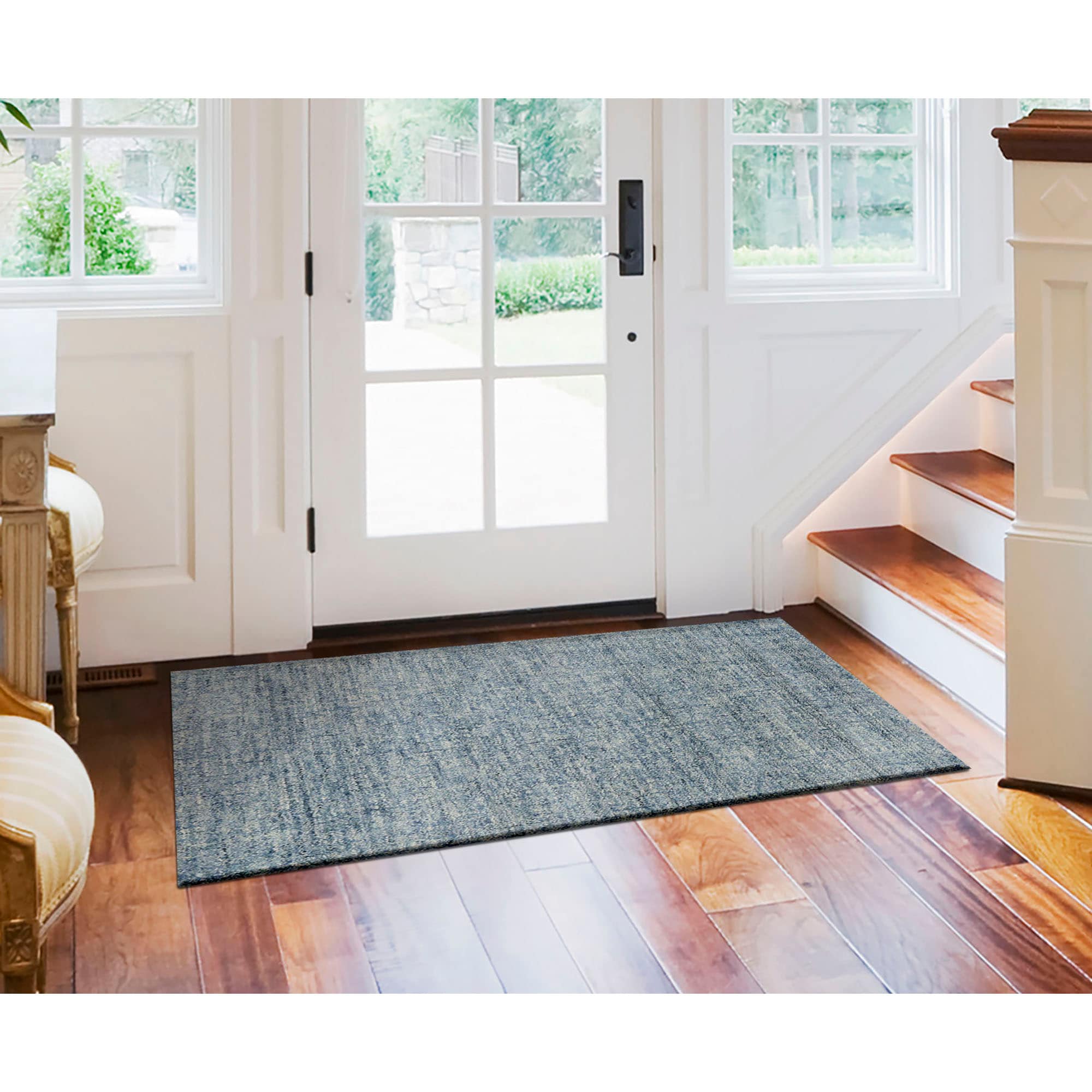 Liora Manne SVH23950303 Savannah 2 x 3 (ft) Tufted Wool Blue Rectangular Indoor Solid Industrial Area rug