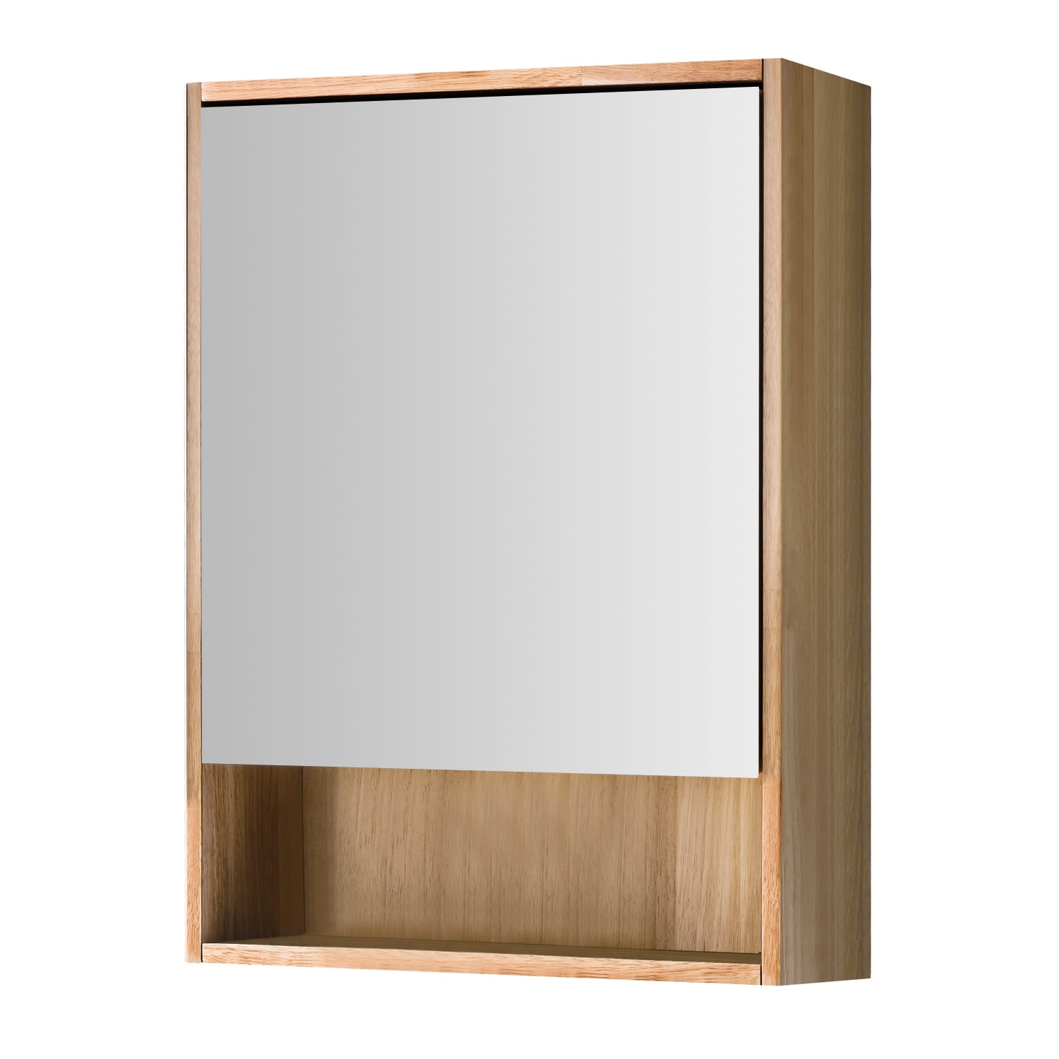Medicine cabinet 20-in x 27-in Surface Mount Rubber Wood Mirrored Soft Close Medicine Cabinet in Medium | - allen + roth 2550863