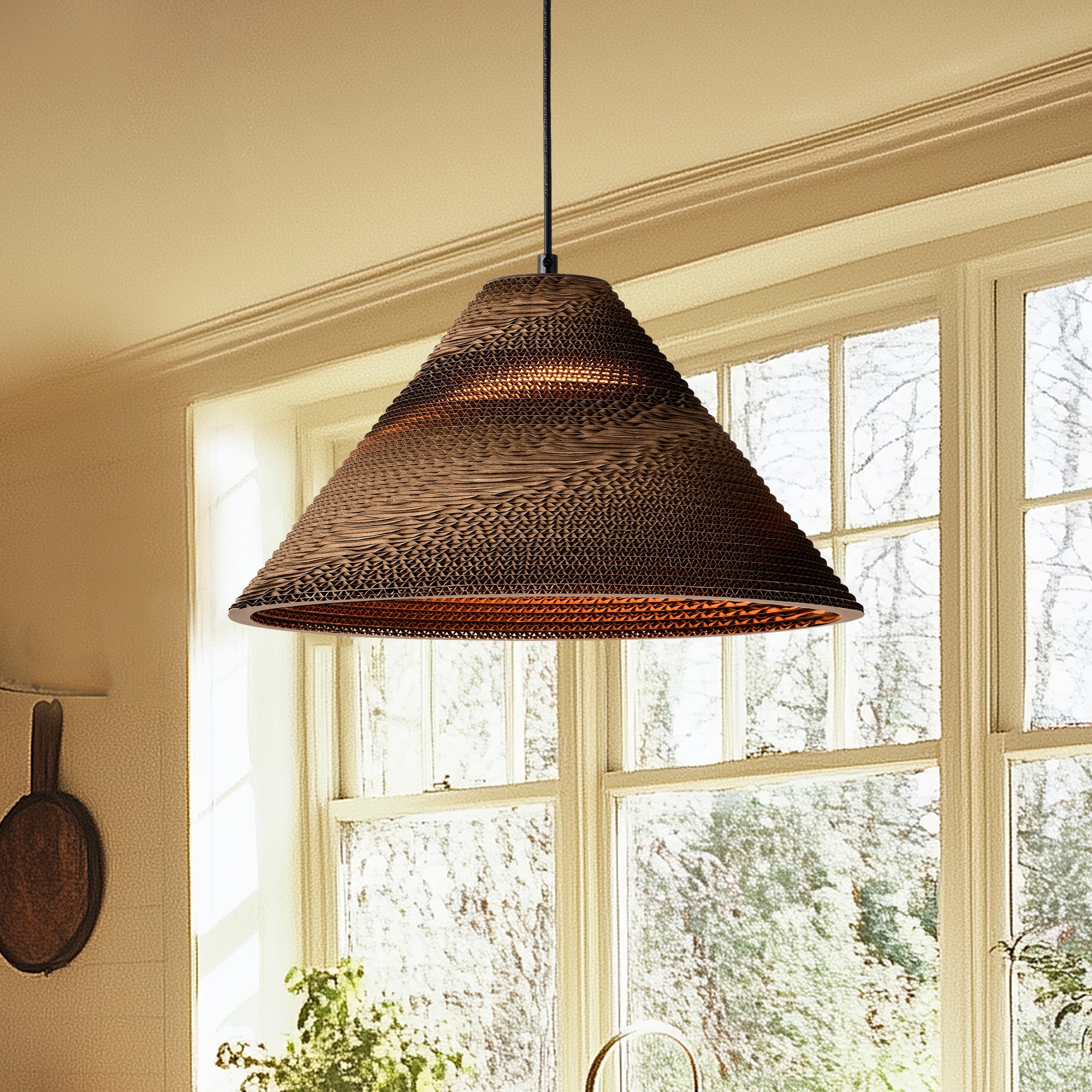 Edvivi EPJ9825BK 1 -Light Brown Modern/contemporary Cone Medium Hanging Pendant light