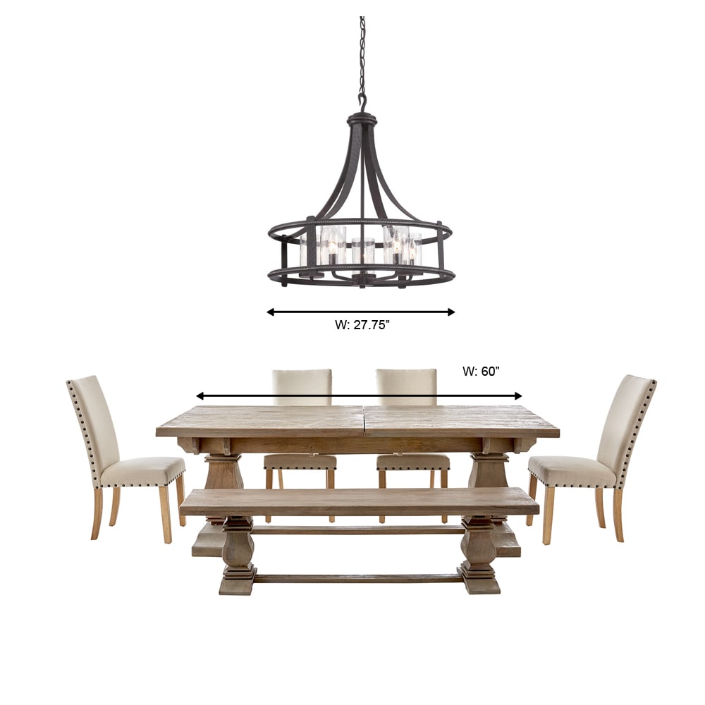 Traditional Black Drum 24" Plug-in Chandelier with Clear Seedy Glass