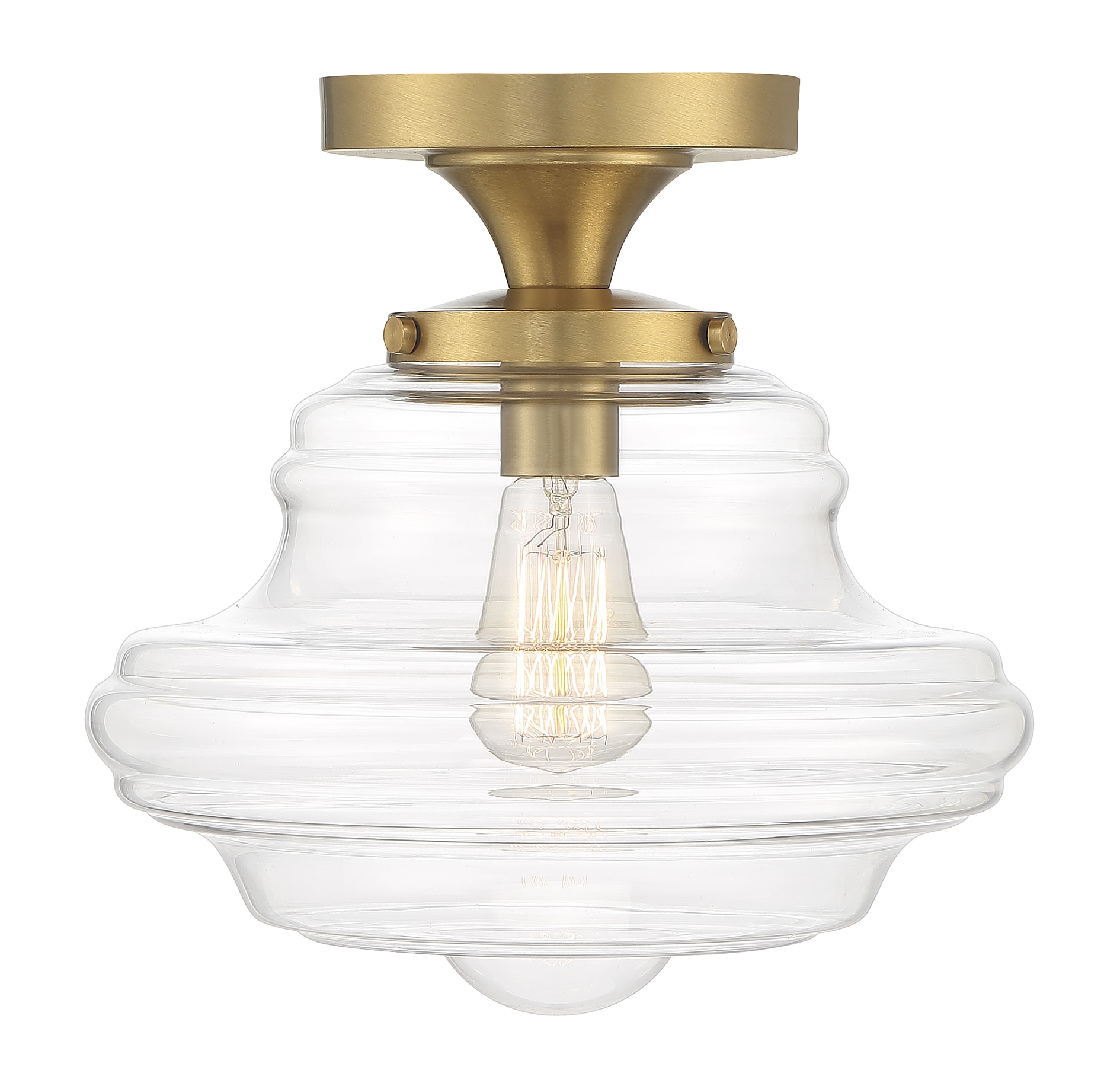 Meridian Lite Trends M60069NB Meridian 1 -Light 12-in Brushed Brass Semi Flush Mount Light