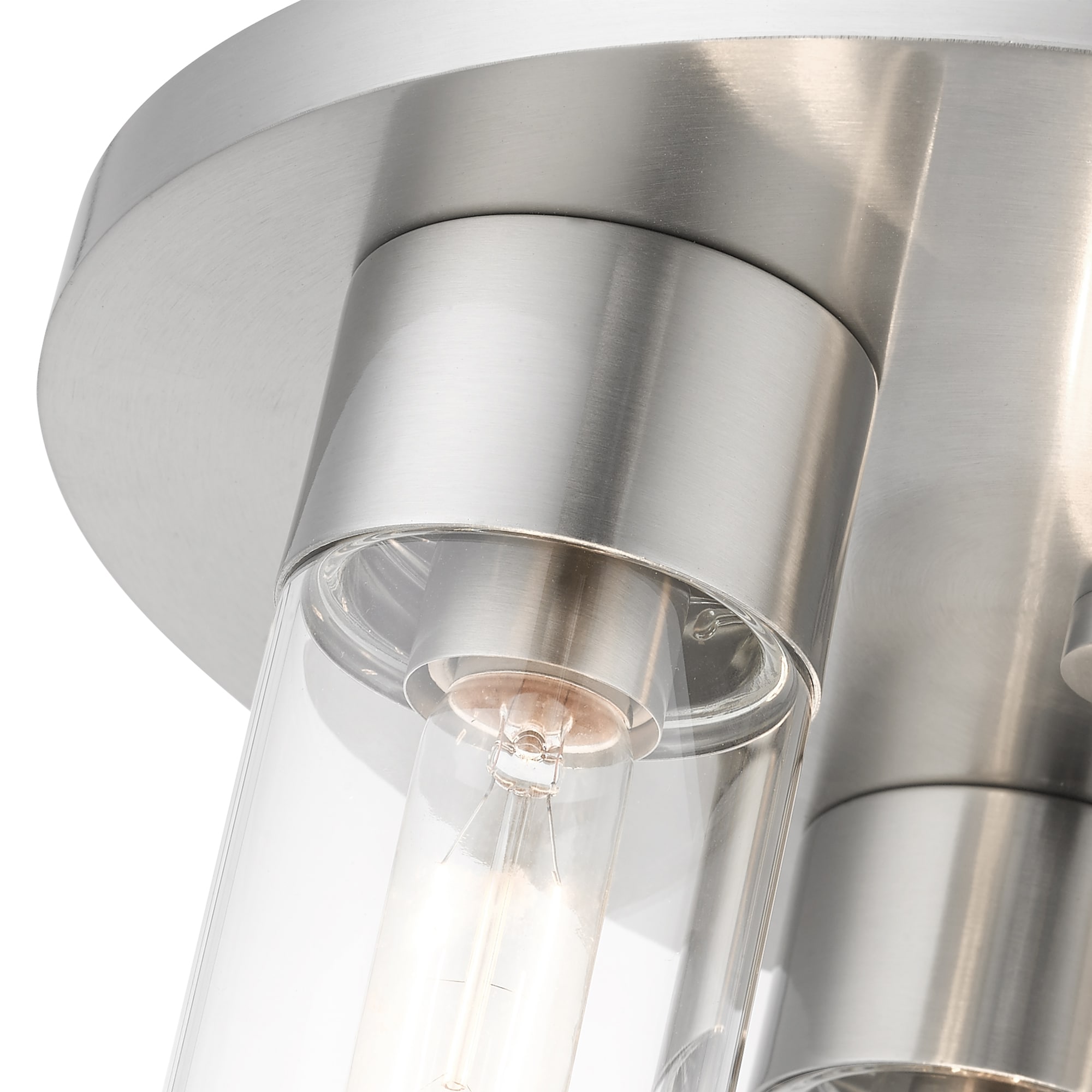Sleek Brushed Nickel 3-Light Flush Mount with Clear Glass
