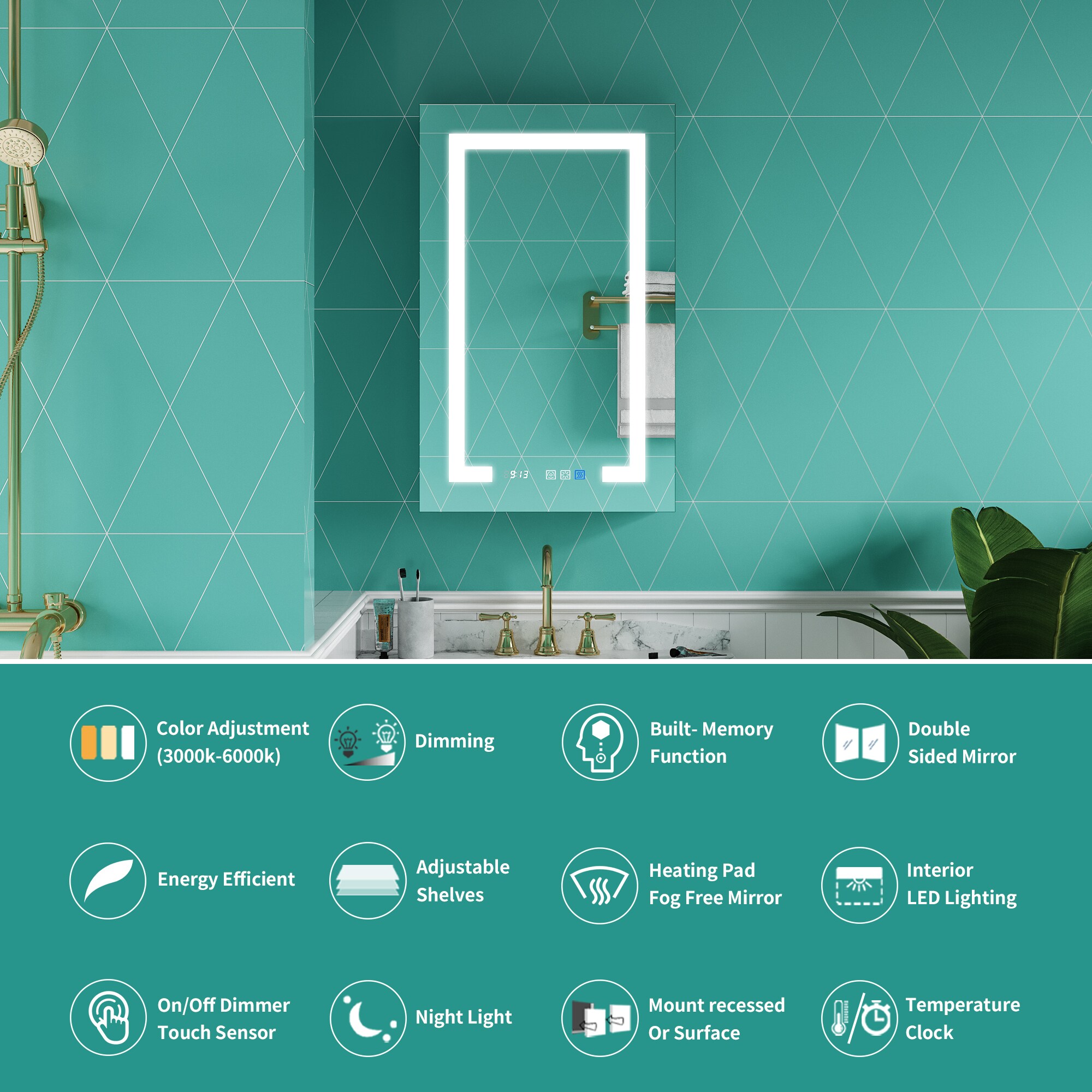 ExBrite LWSDHMC2032V4R Bathroom-Medicine-Cabinets - View #4