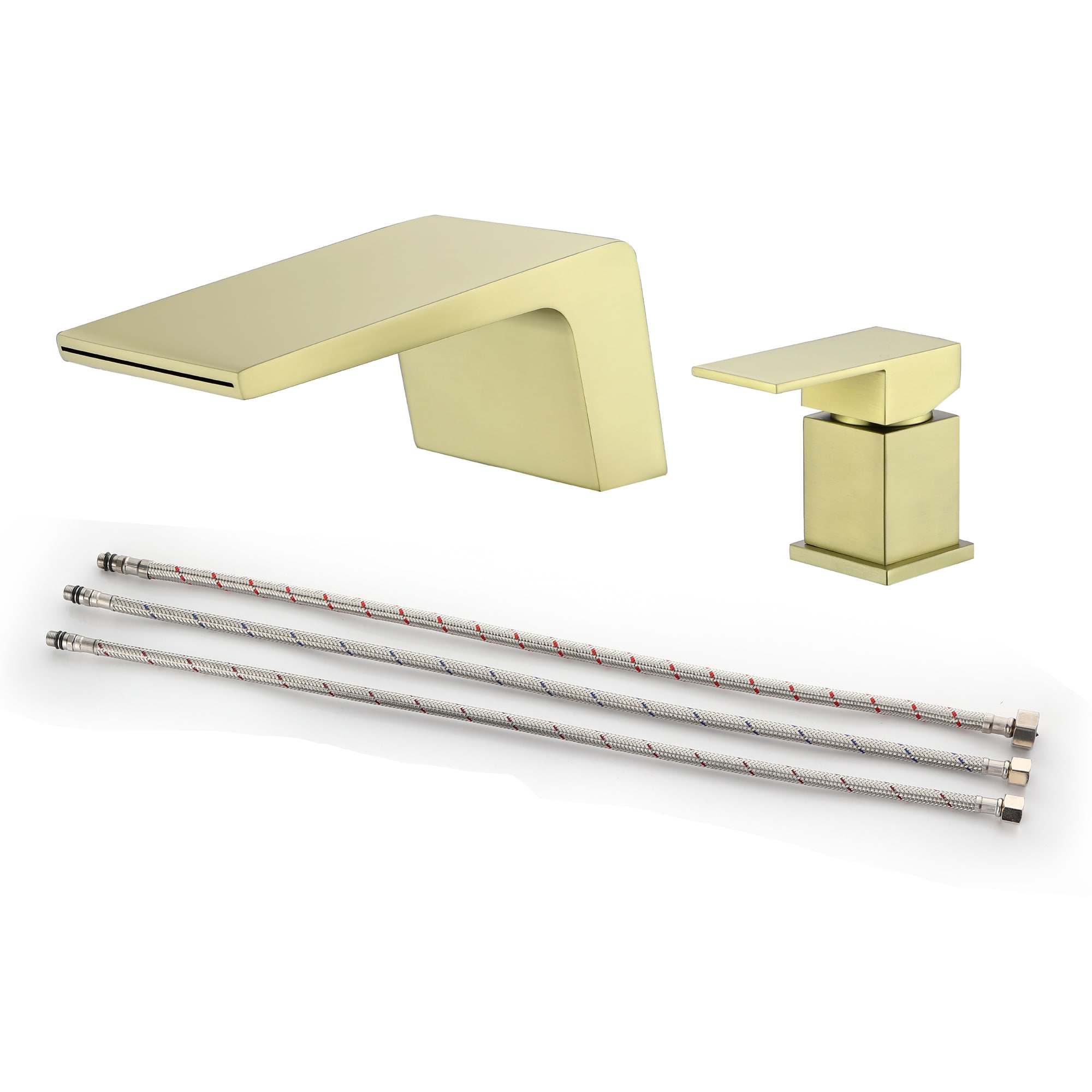 Nestfair SMD613G Brushed Gold Widespread 1-handle Low-arc Residential Handle Bathroom Sink Faucet