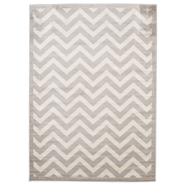 Linon 8 X 10 (ft) Ivory/Gray Indoor Chevron Area Rug in the Rugs ...
