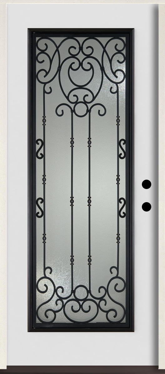 RELIABILT LO963928 Belle Meade 36-in x 80-in x 4-5/8-in Fiberglass Full lite Left-hand inswing Arctic White Paint Painted Prehung Front Door Insulating core