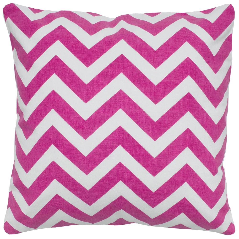 Rizzy Home T05288 Poly filled pillow 18-in x 18-in Hot Pink/Ivory Square Indoor Decorative Pillow