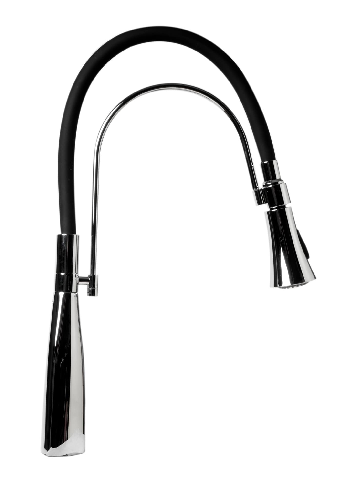 Polished Chrome Pull Down Kitchen Faucet with Black Rubber Stem