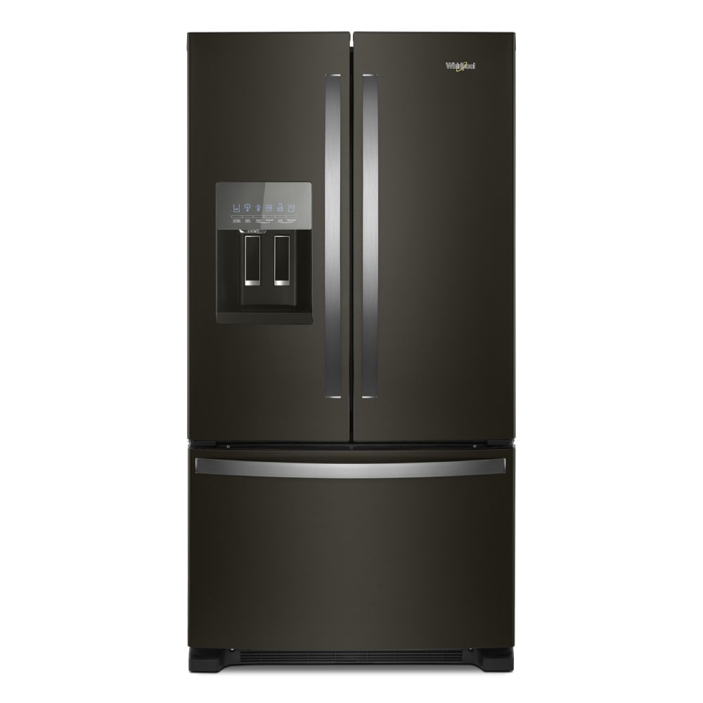 Whirlpool WRF555SDHV Standard-Depth 24.7-cu ft 3 -Door French Door Refrigerator with Ice Maker with Water and Ice Dispenser ( Fingerprint Resistant Black Stainless ) ENERGY STAR Certified
