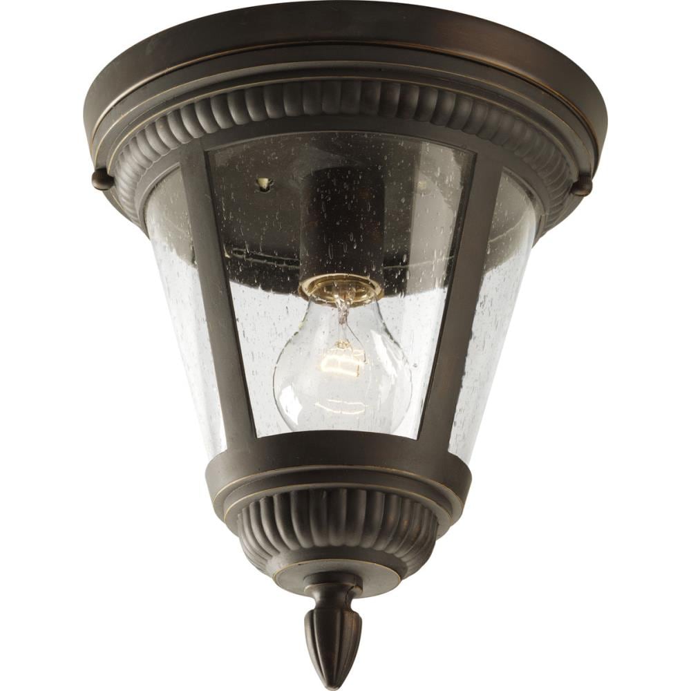 Progress Lighting P3883-20 Westport 1 -Light 9.12-in Antique Bronze Indoor/Outdoor Flush Mount Light