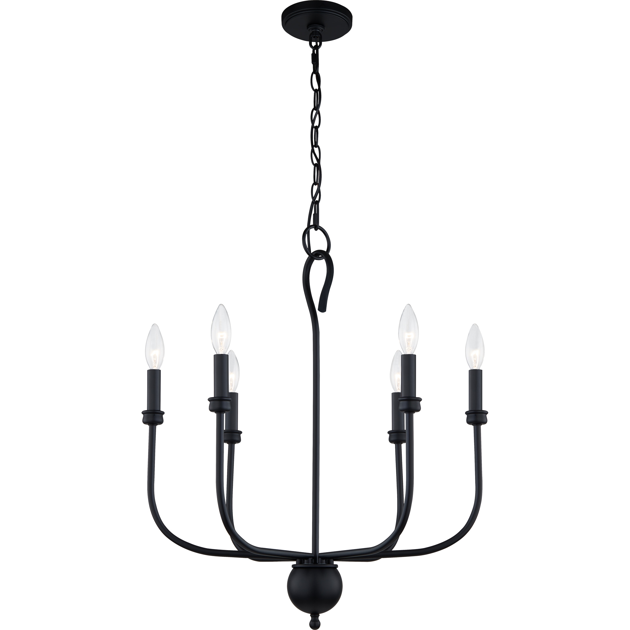 Quoizel Blanche 6-Light Matte Black Transitional Damp Rated Chandelier ...