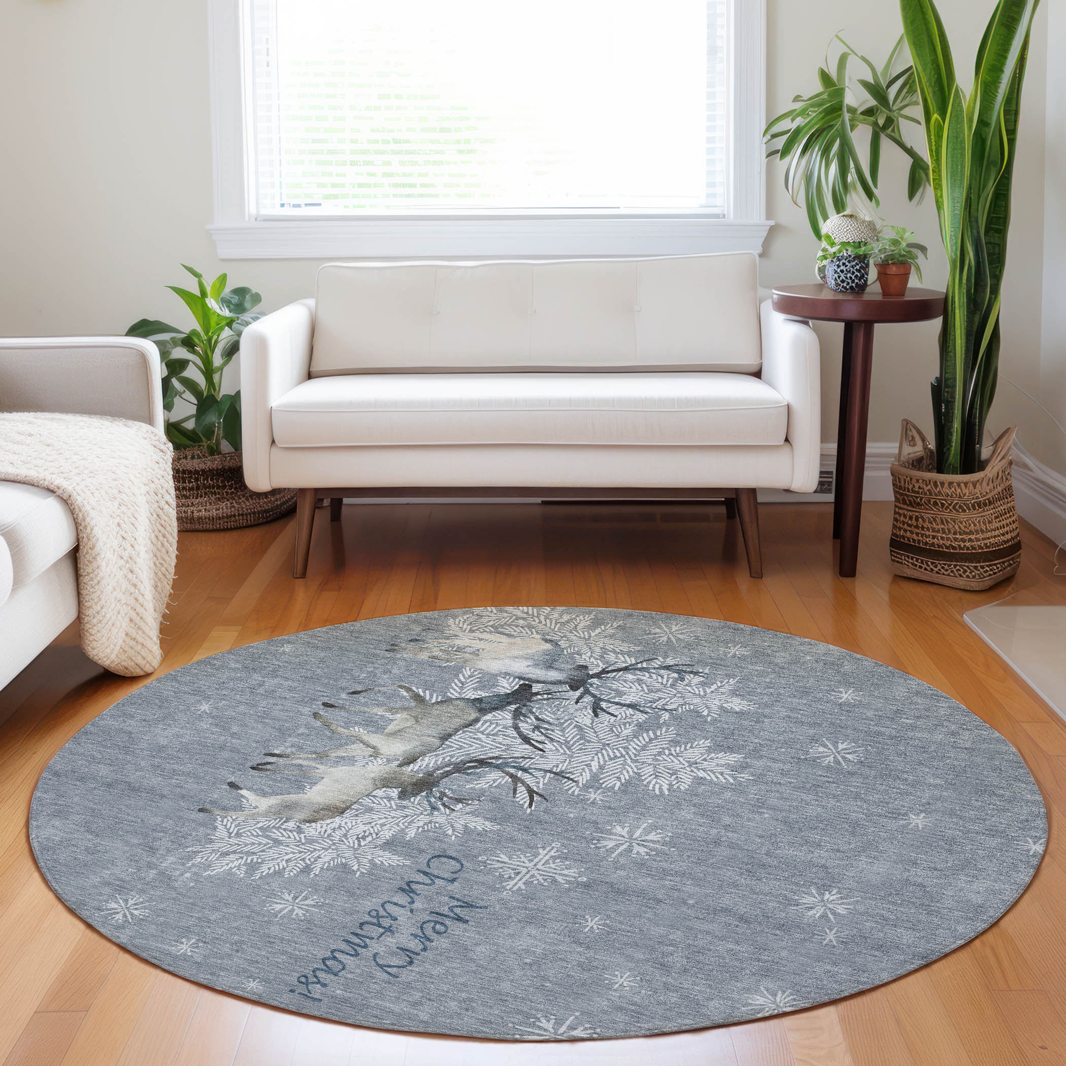Addison Rugs AMF213AS8RO Mayfield AMF213AS 8 x 8 (ft) Loomed Polyester Ash Round Indoor Abstract Machine washable Area rug