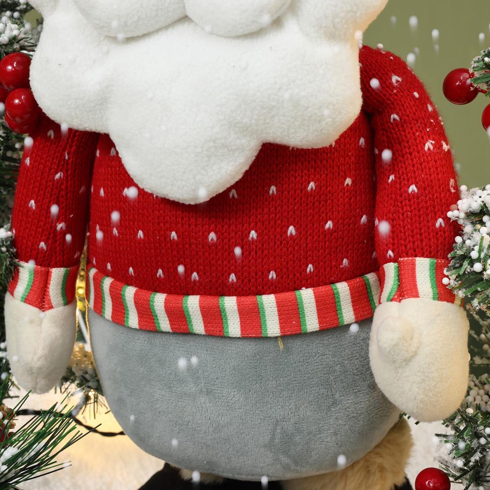 31.5" Red and Green Animated Musical Snowing Christmas Decor with LED Lights