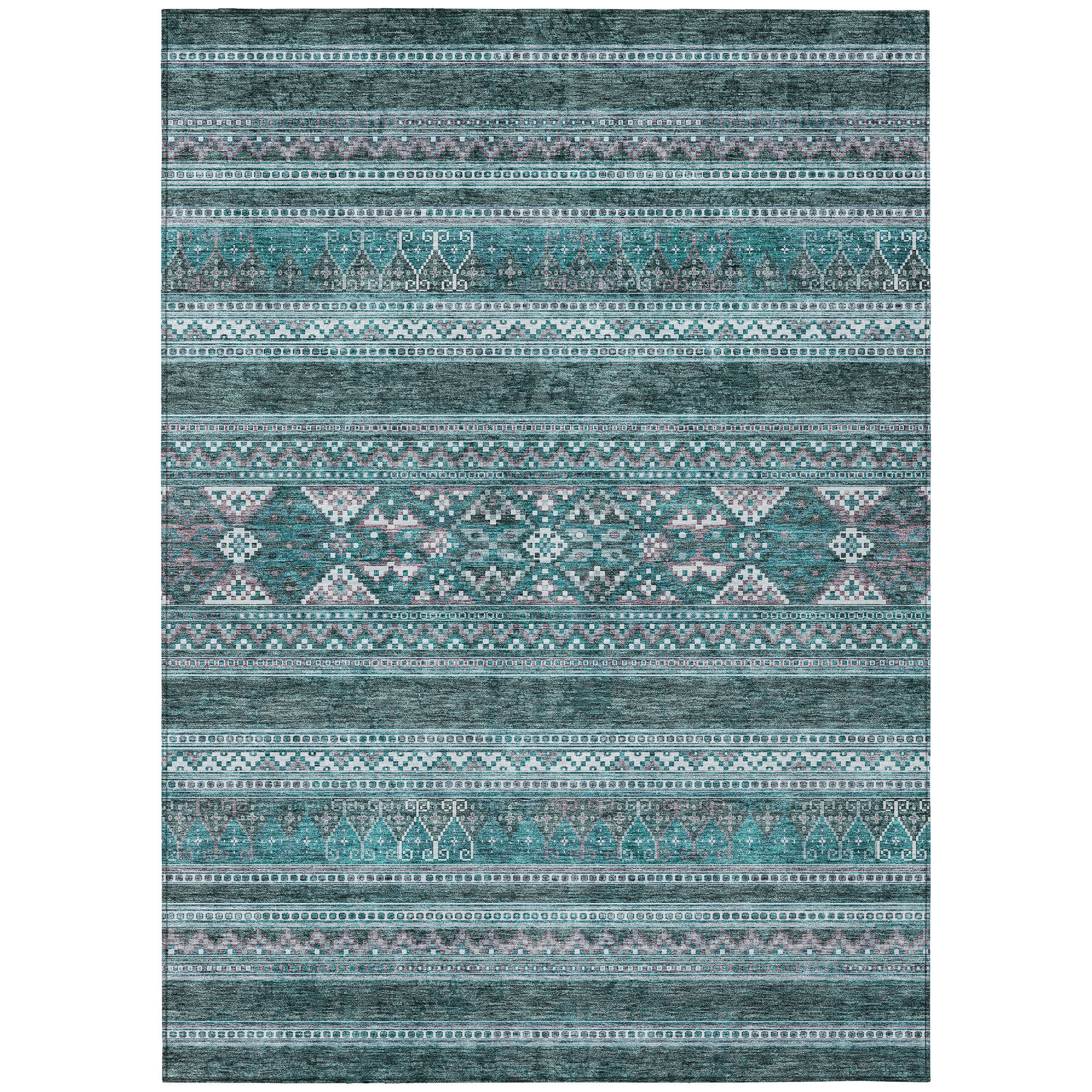 Addison Rugs ACN714TE5X8 Chantille ACN714TE 5 x 7 (ft) Polyester Teal Rectangular Indoor/Outdoor Geometric Machine washable Area rug