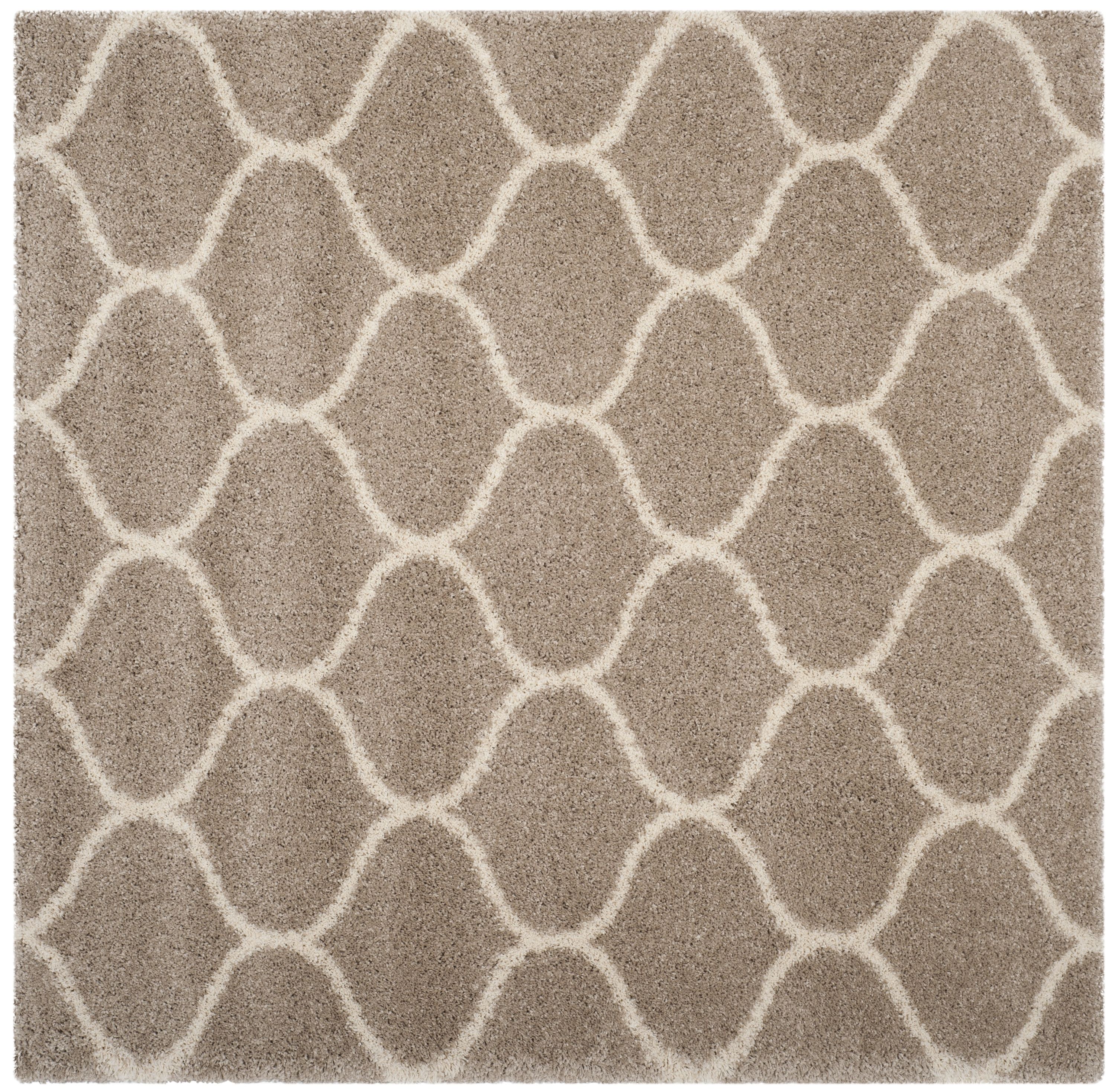 Safavieh SGH280S-7SQ Hudson Hathaway Shag 7 x 7 (ft) Loomed Polypropylene Beige/Ivory Square Indoor Trellis Area rug