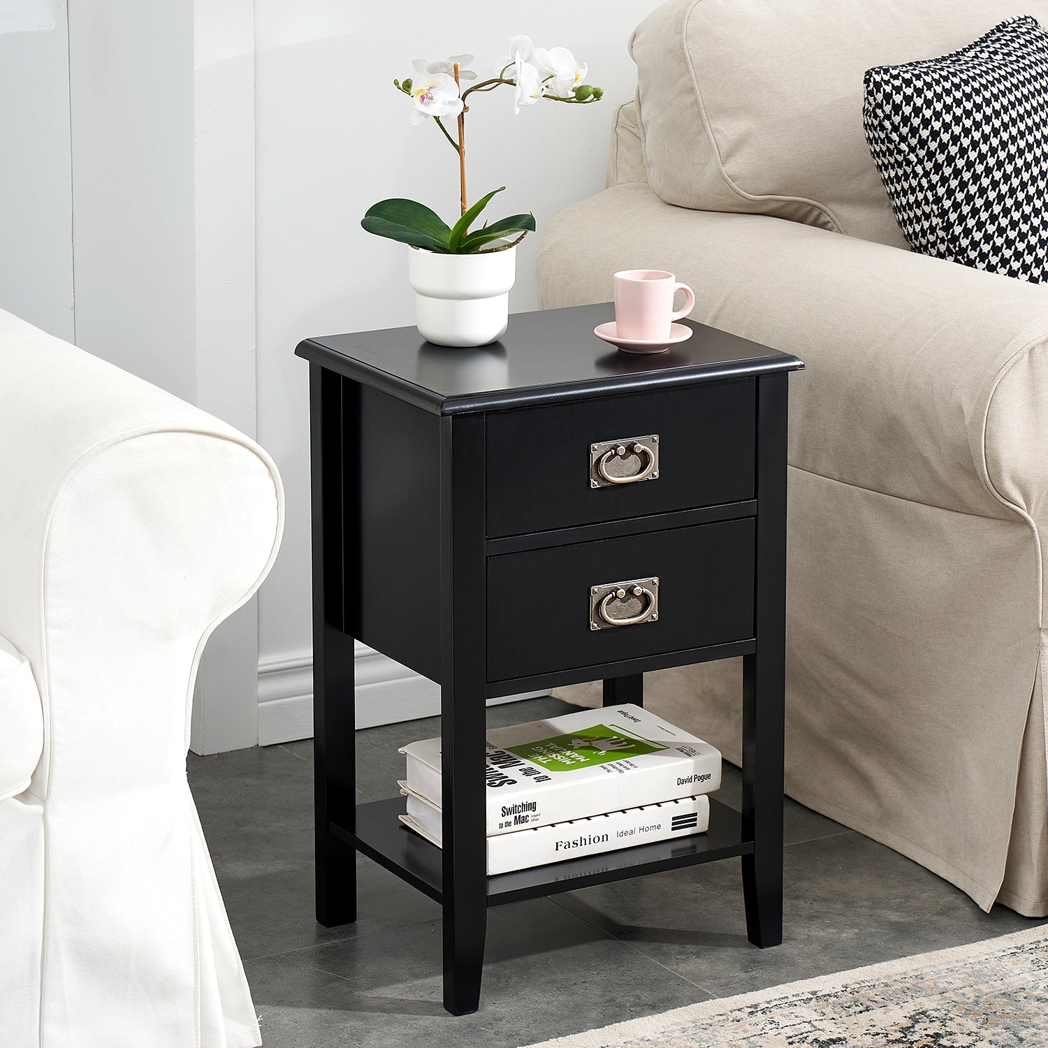 Vecelo LOE-HD-NS14-BLK nightstands - View #2