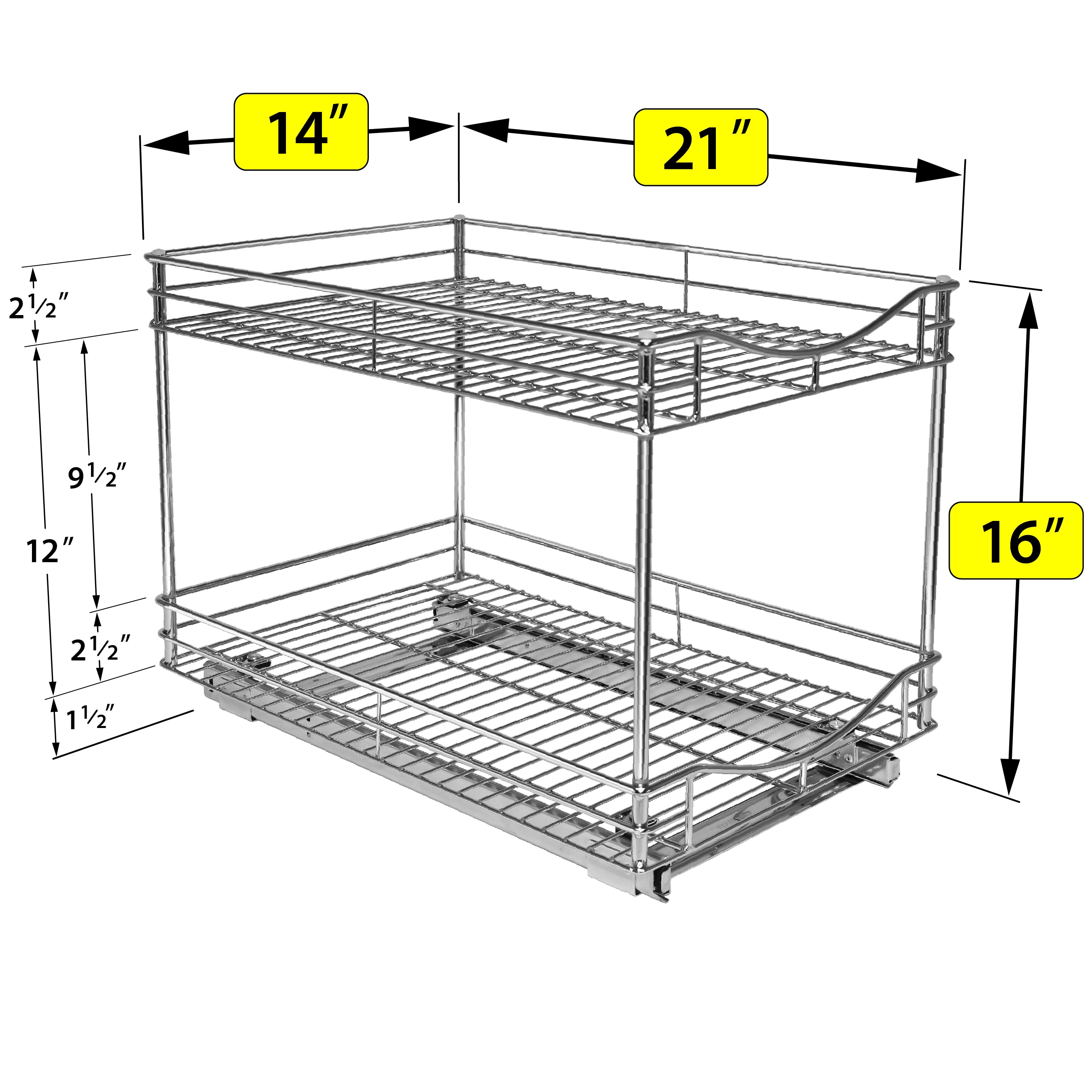 Lynk Professional 14-in W x 16-in H 2-Tier Cabinet-mount Metal Pull-out ...