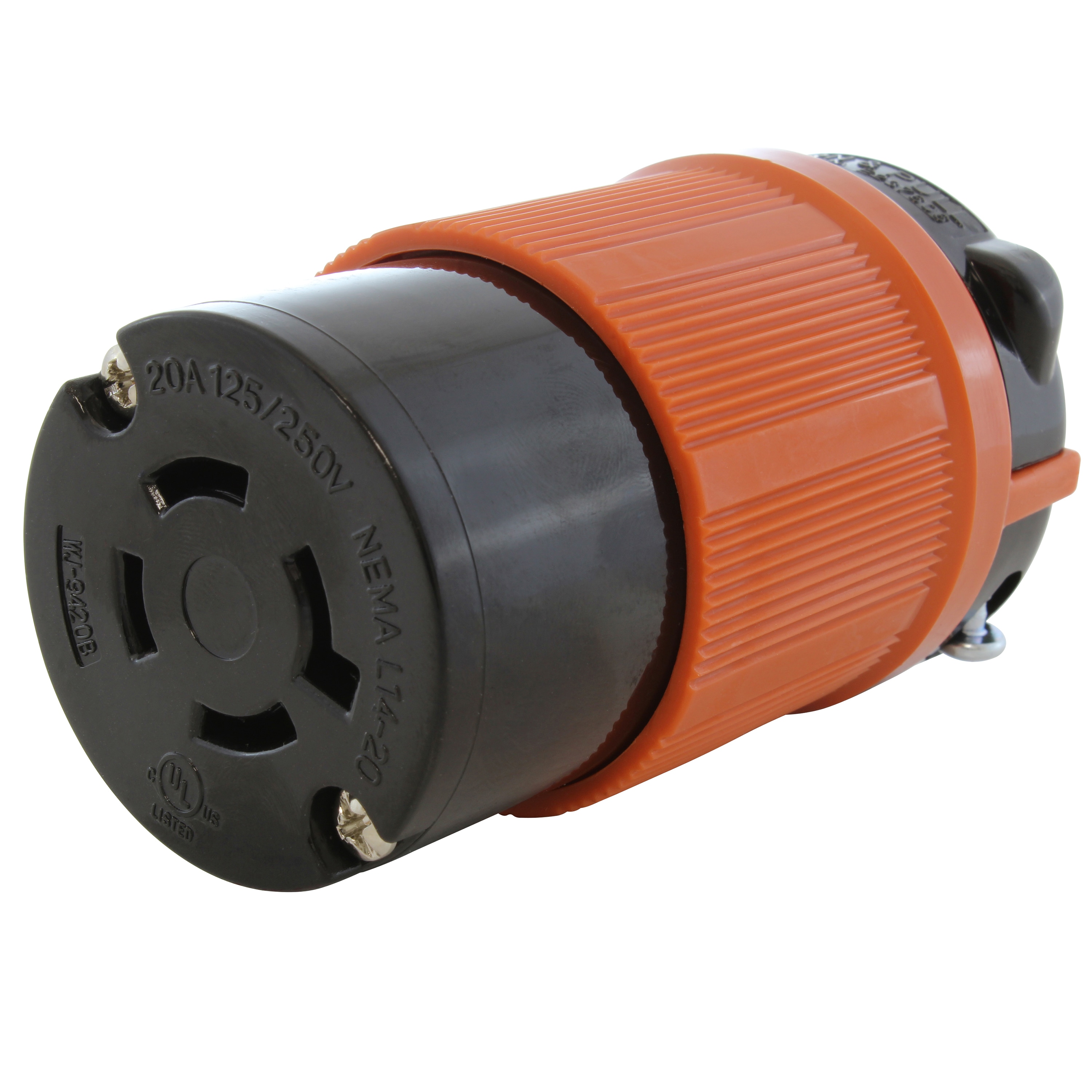 AC WORKS ASL1420R AC Connectors 20-Amp 125/250-Volt NEMA L14-20r 4-wire Grounding Heavy-duty Locking Connector, Orange