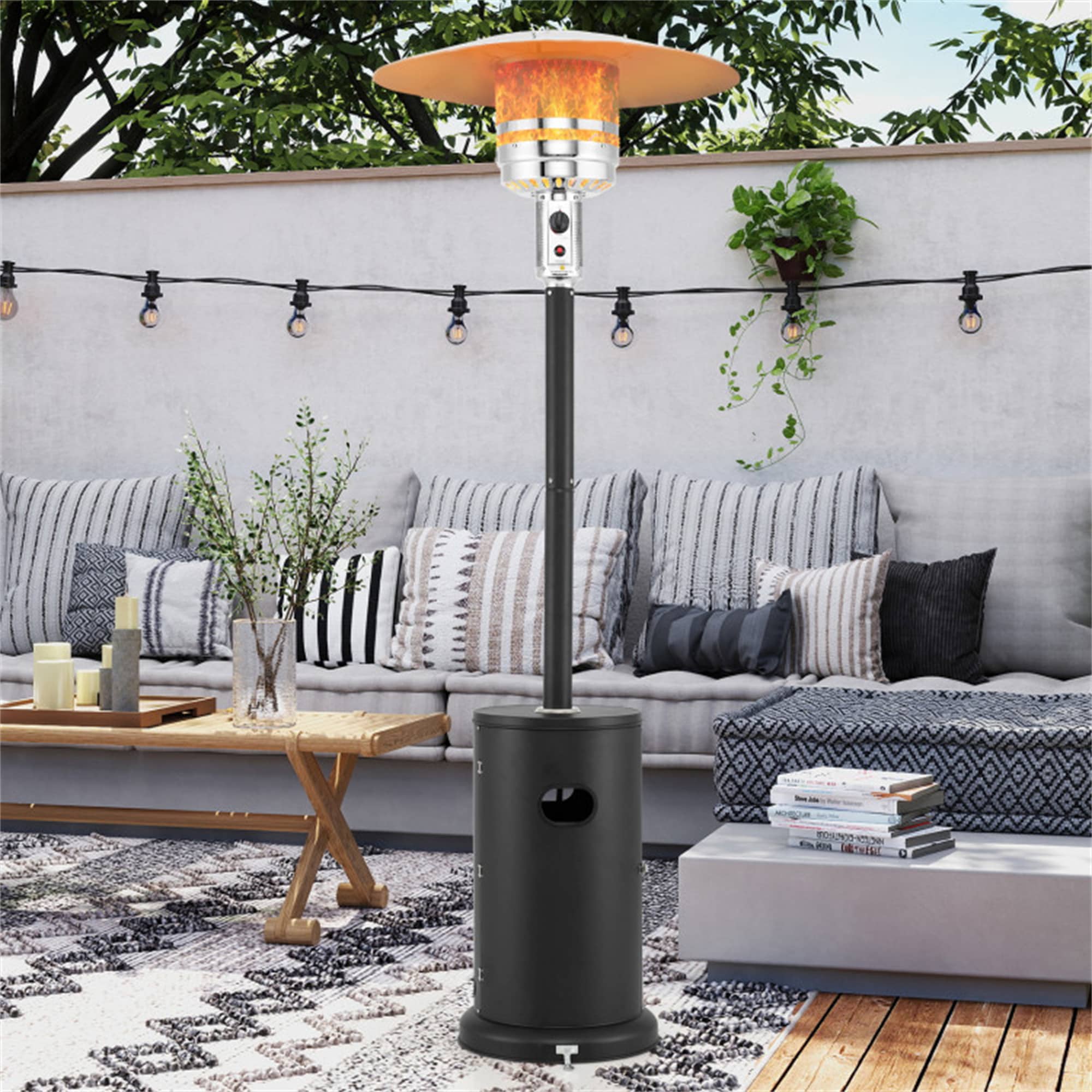 BABOOM BOM-607-BK-CO 50000 -BTU Black Stainless steel Floorstanding Liquid propane Patio Heater