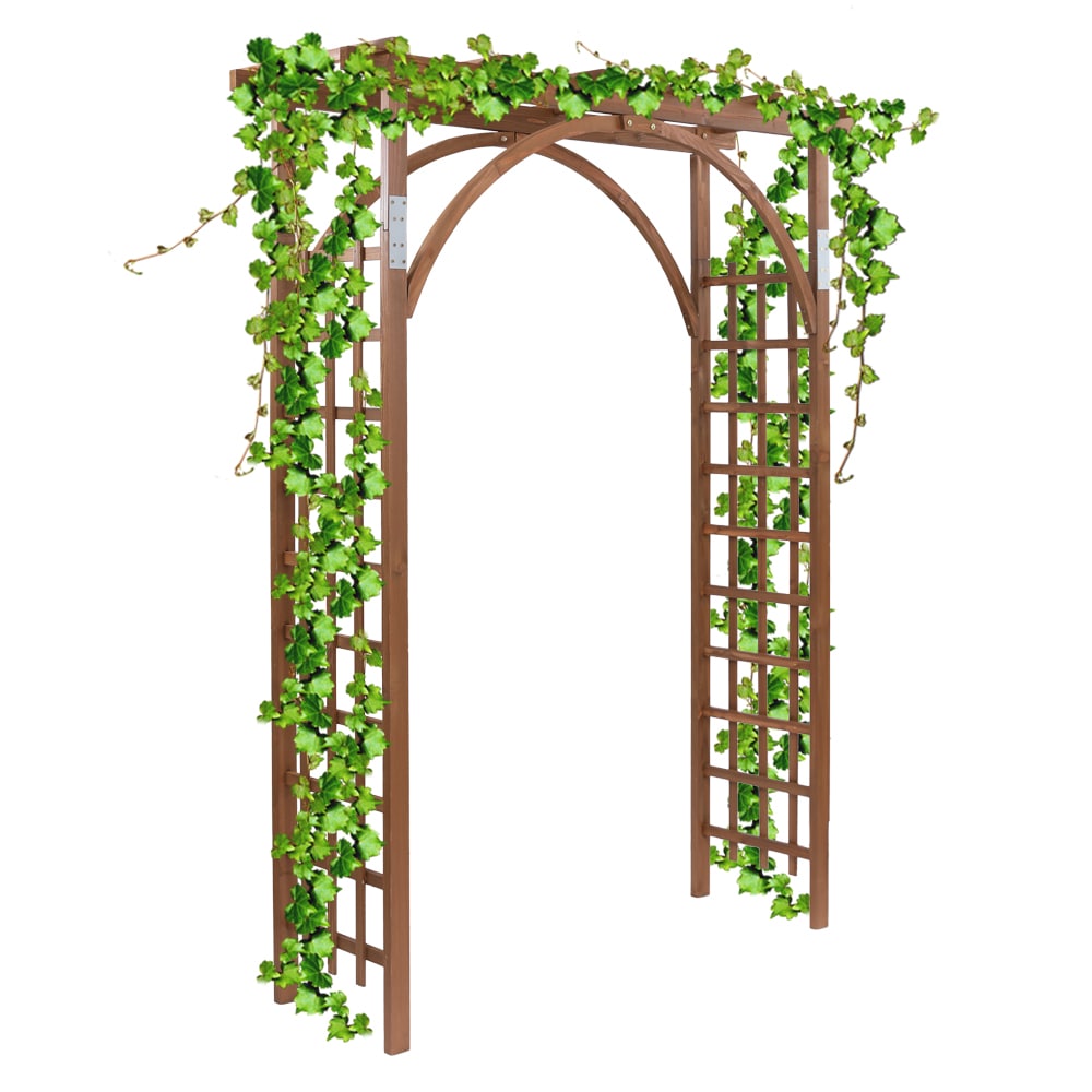 Bestcore 7-ft Garden Arch 62.99-in x 23.62-in x 84.65-in Fir Wood Arbor with Flat Top for Climbing Roses and Vines Dark Brown
