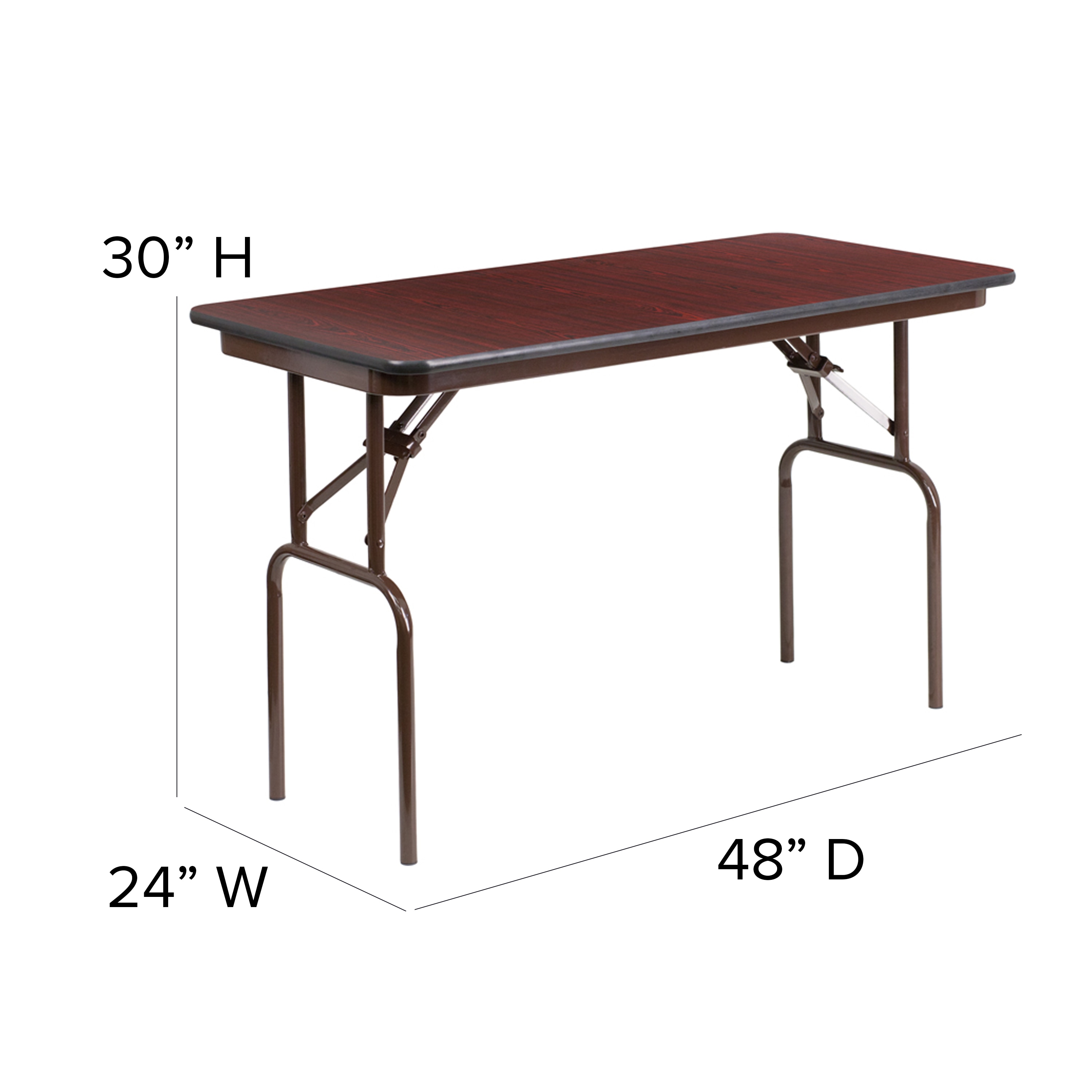 Mahogany Laminate Folding Banquet Table with Metal Frame