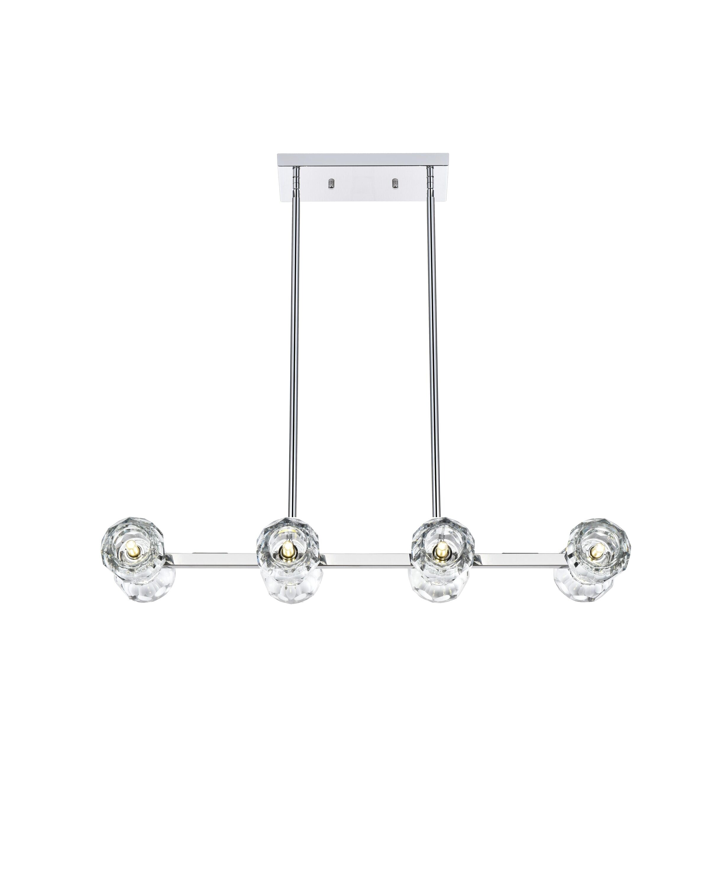 Eren 31-inch Chrome Pendant Light with Crystal Shades