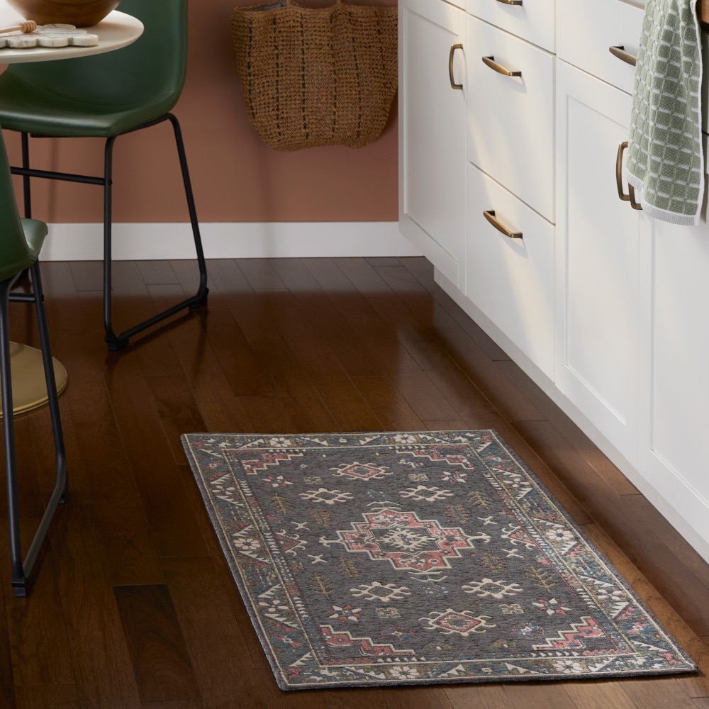 Town & Country Living 3-27592-451 2-ft x 3-ft Grey/Rose Pink Polyester Rectangular Indoor Decorative Door mat