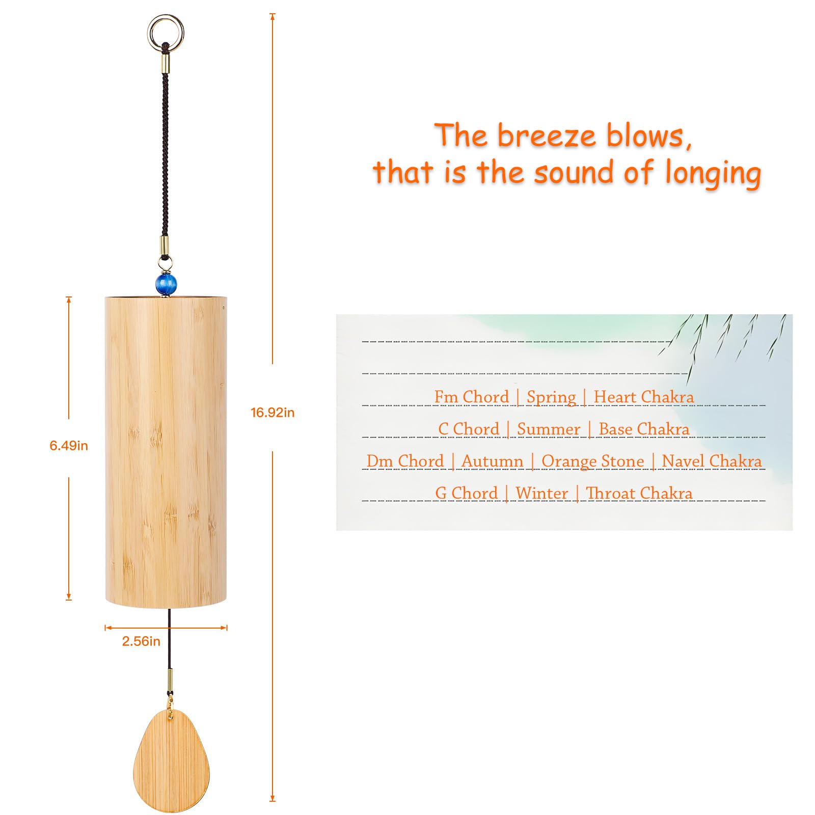 Oyezvary Bamboo Wind Chimes Outdoor Meditation Zen Sound Therapy ...