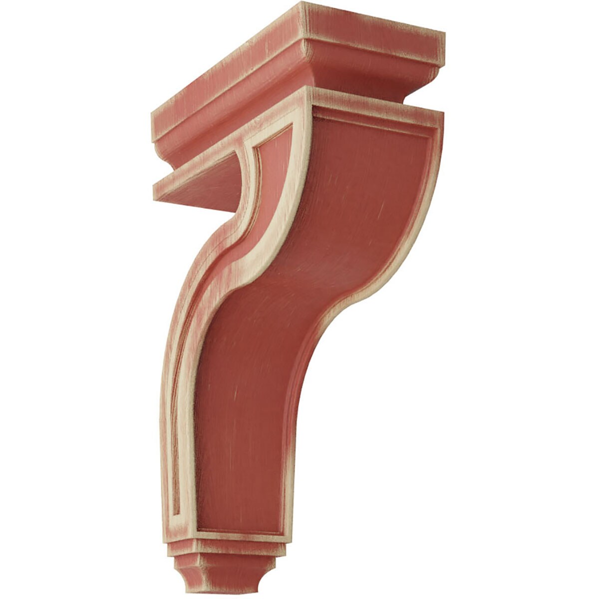 Ekena Millwork CORWD04X08X13HARD 4-in x 8.5-in x 13-in Vintage Decor Finished Rubberwood Red Wood Paintable/Stainable Corbel