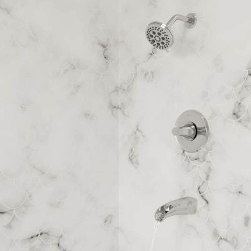 Polished Chrome Wall Mounted Tub and Shower Faucet with Pulse Rain Jet